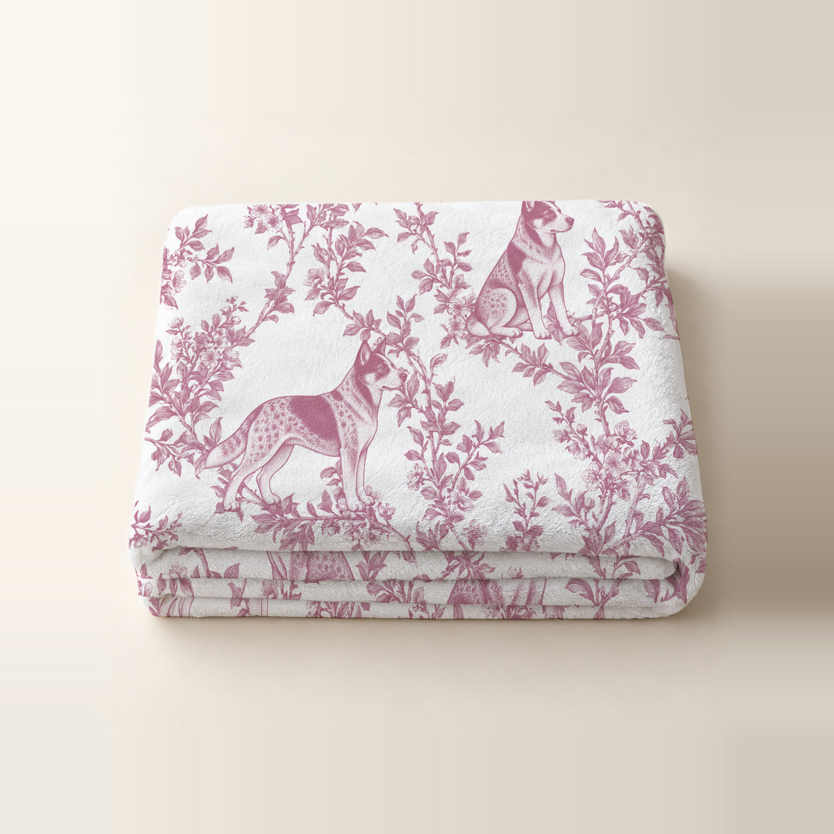 Australian Cattle Dog toile de Jouy blanket - Pink Thumbnail