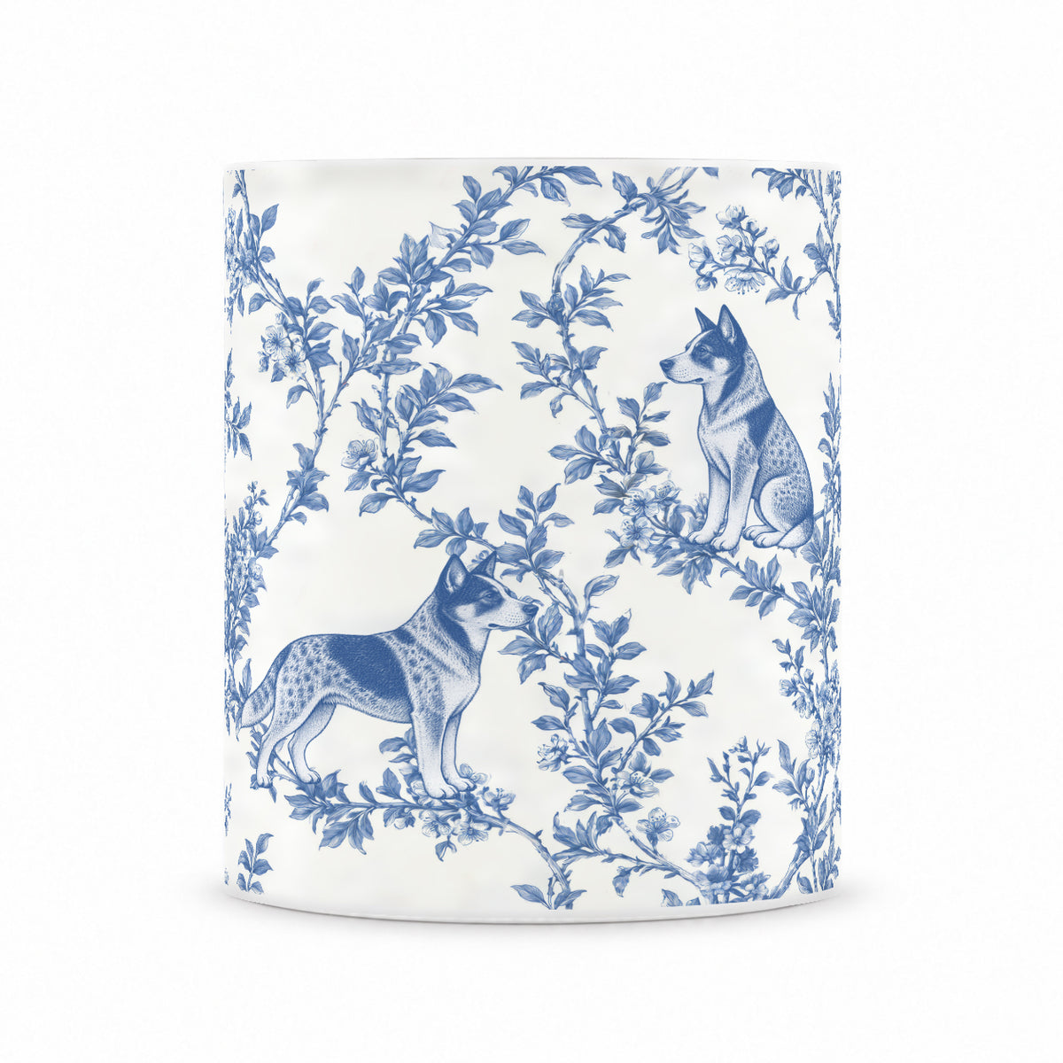 Australian Cattle Dog toile mug — Blue Front View