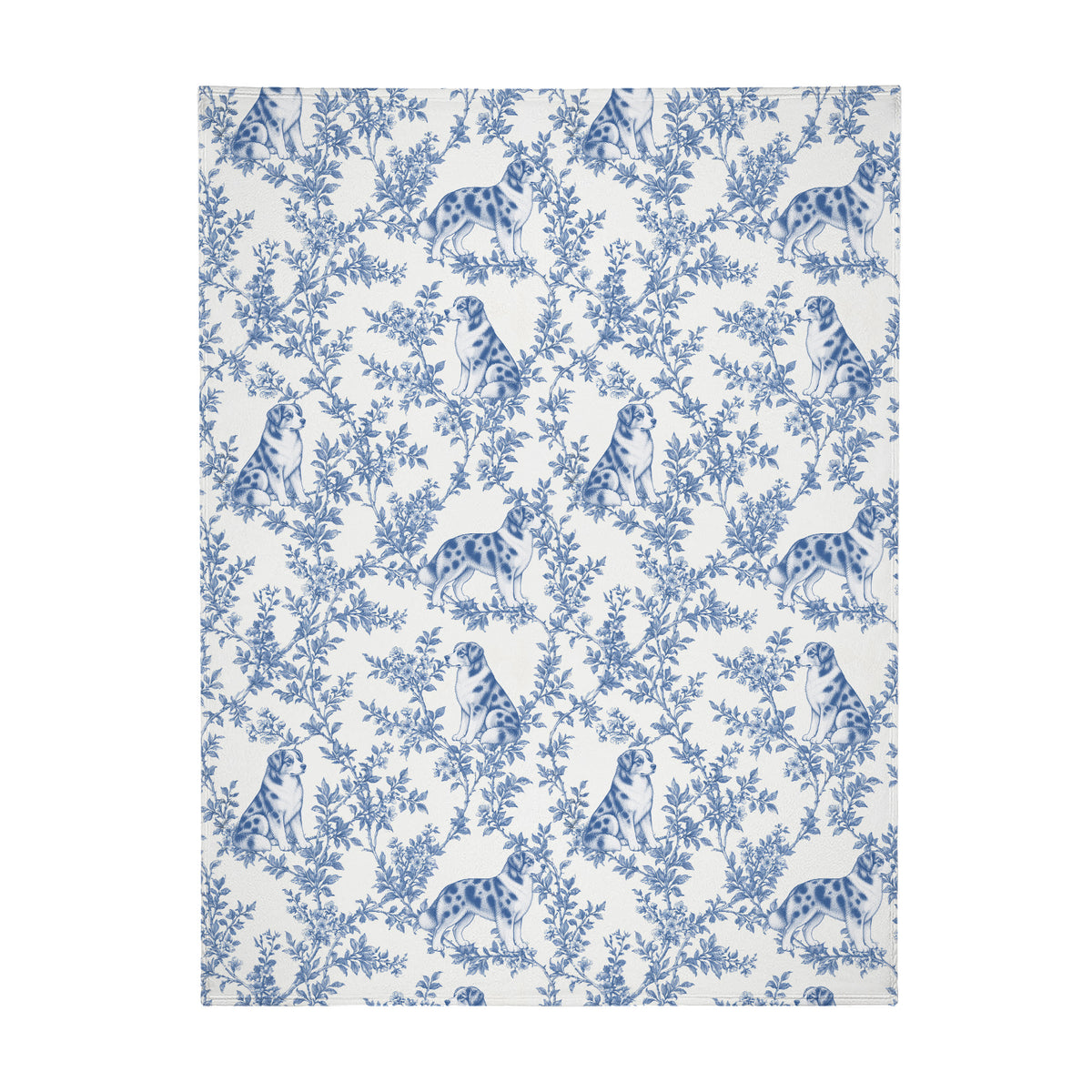 Australian Shepherd toile de Jouy blanket - Blue Blanket Flat