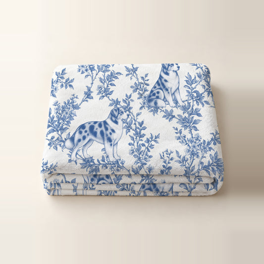 Australian Shepherd toile de Jouy blanket - Blue Blanket Folded Studio