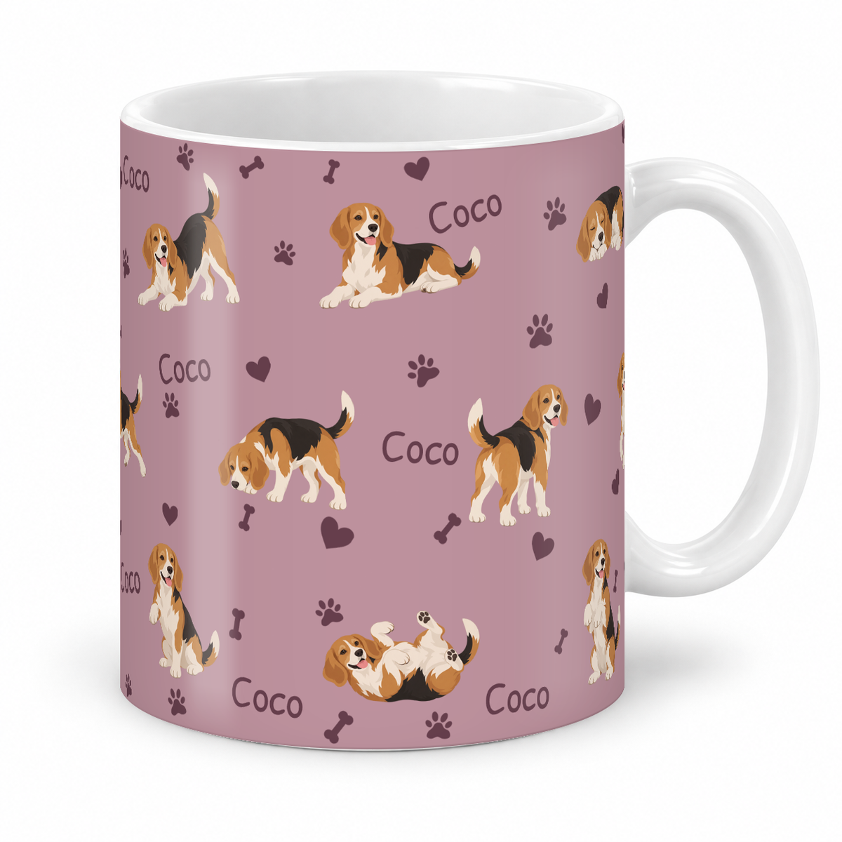 Beagle personalized name mug — Dusty Rose Studio