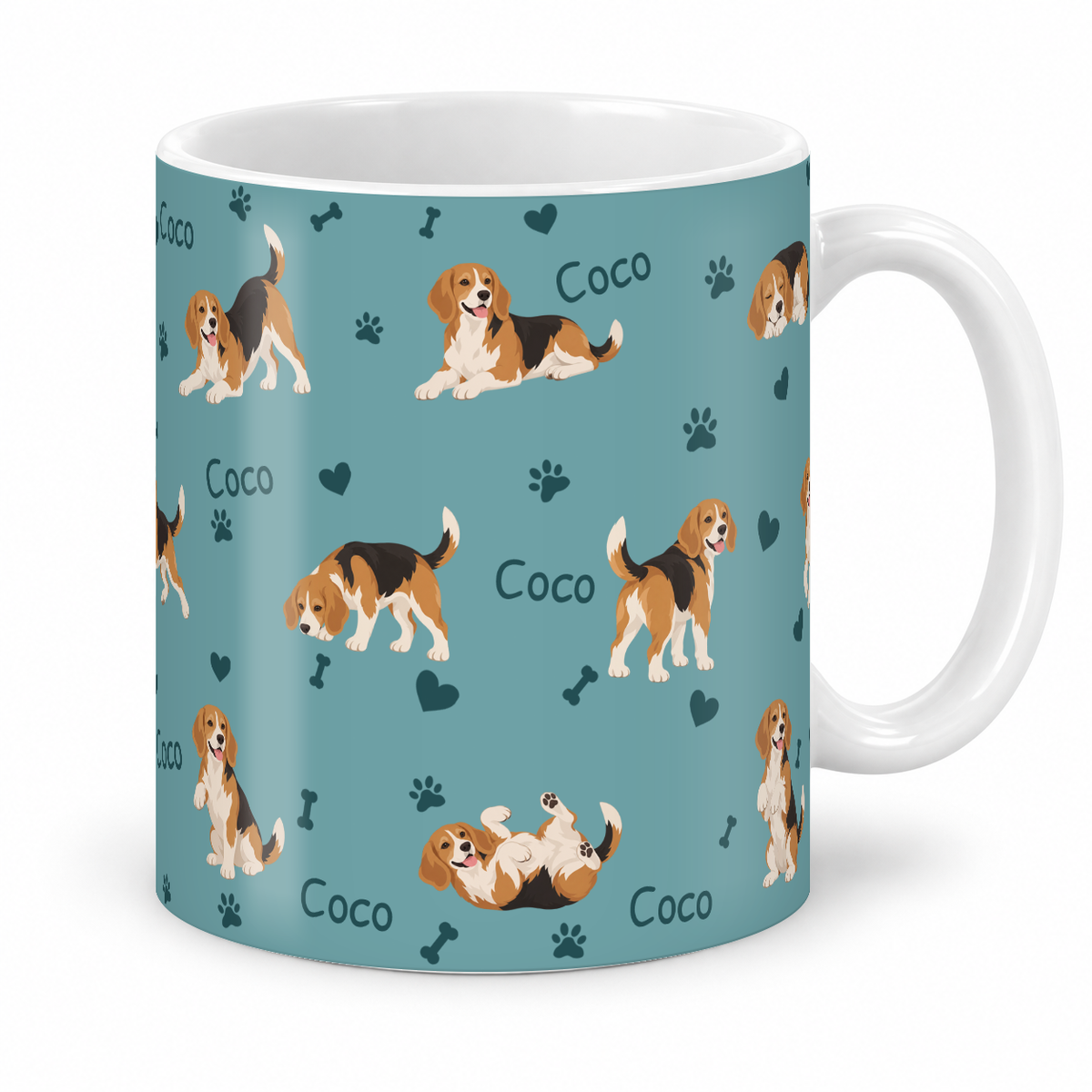 Beagle personalized name mug — Muted Teal Studio