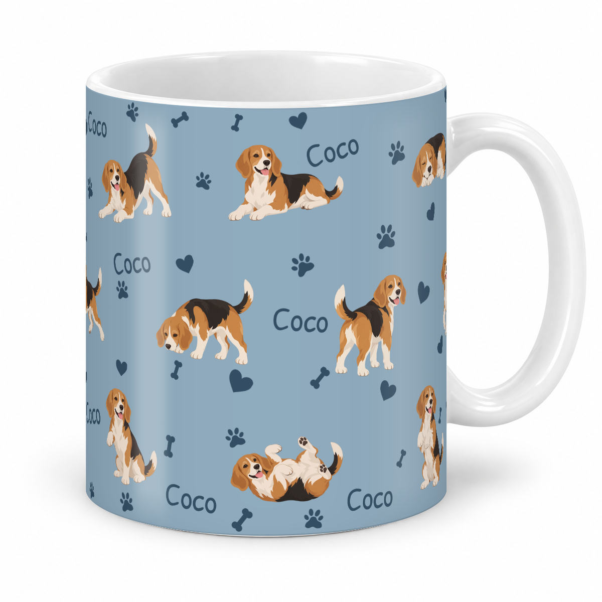 Beagle personalized name mug — Dusty Blue Studio