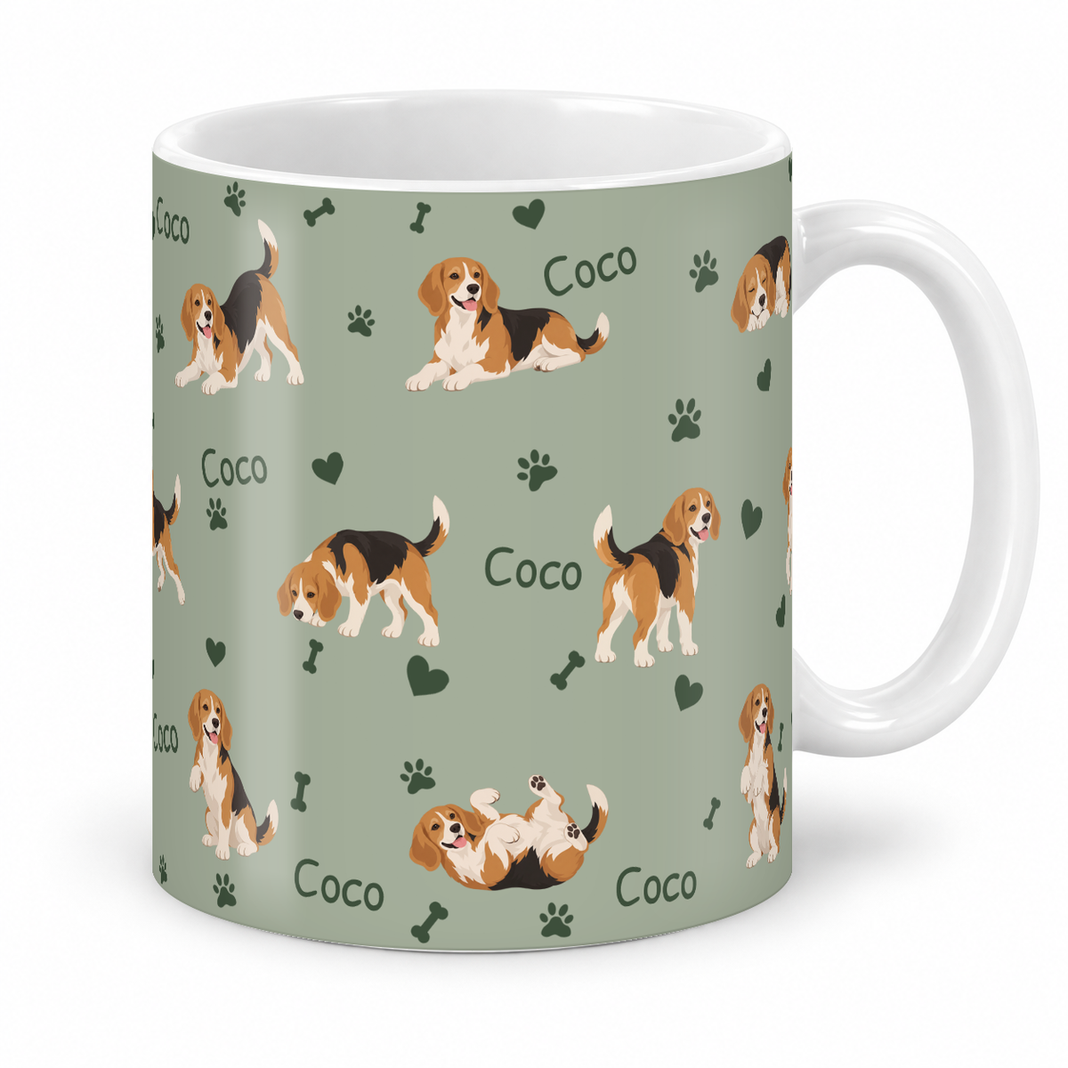 Beagle personalized name mug — Soft Sage Studio