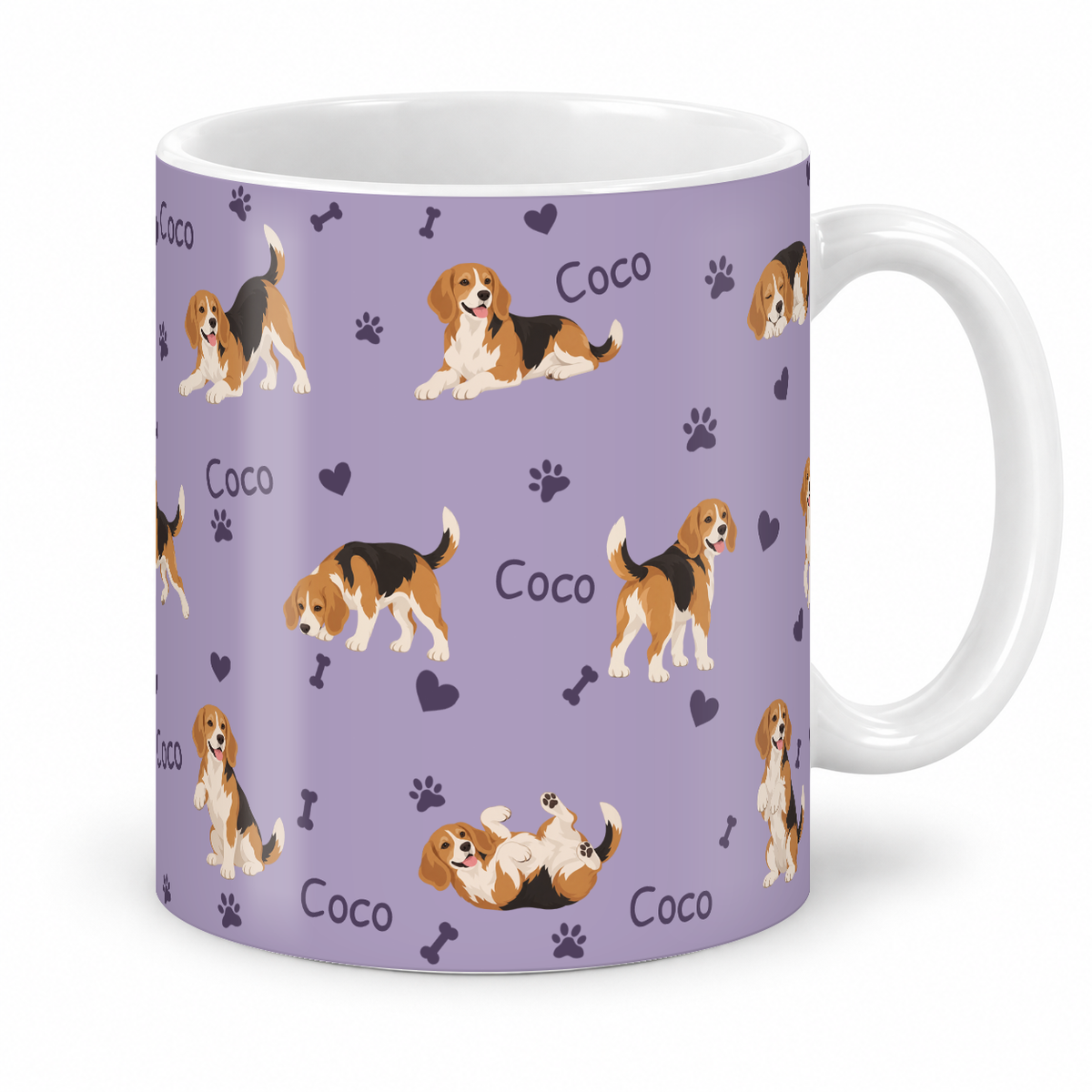 Beagle personalized name mug — Soft Lavender Studio
