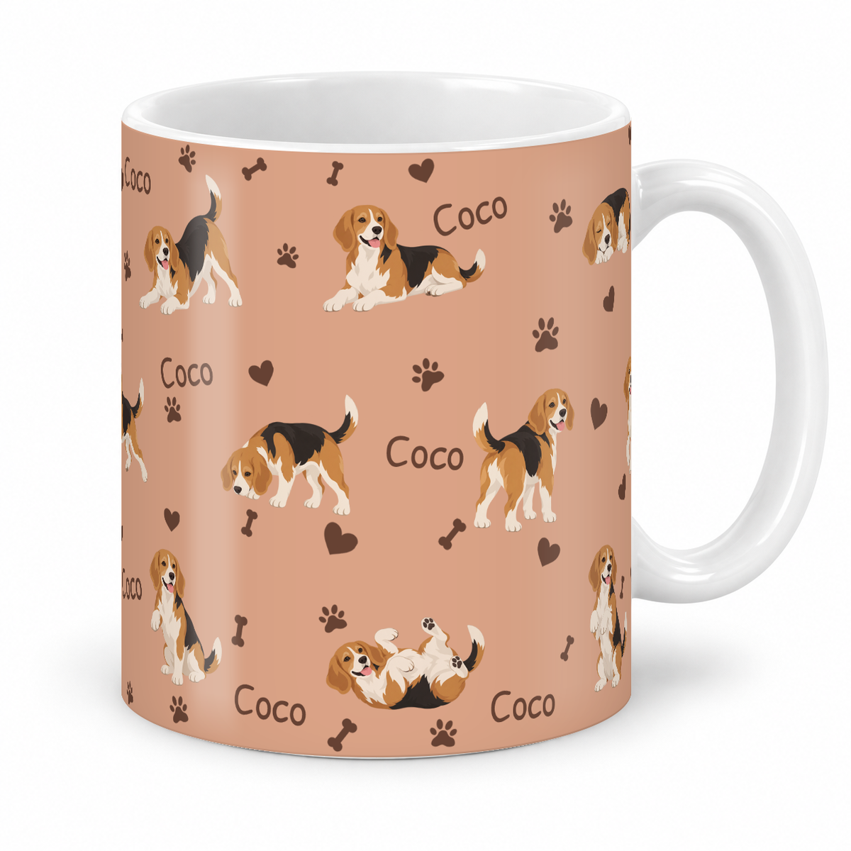 Beagle personalized name mug — Peach Studio