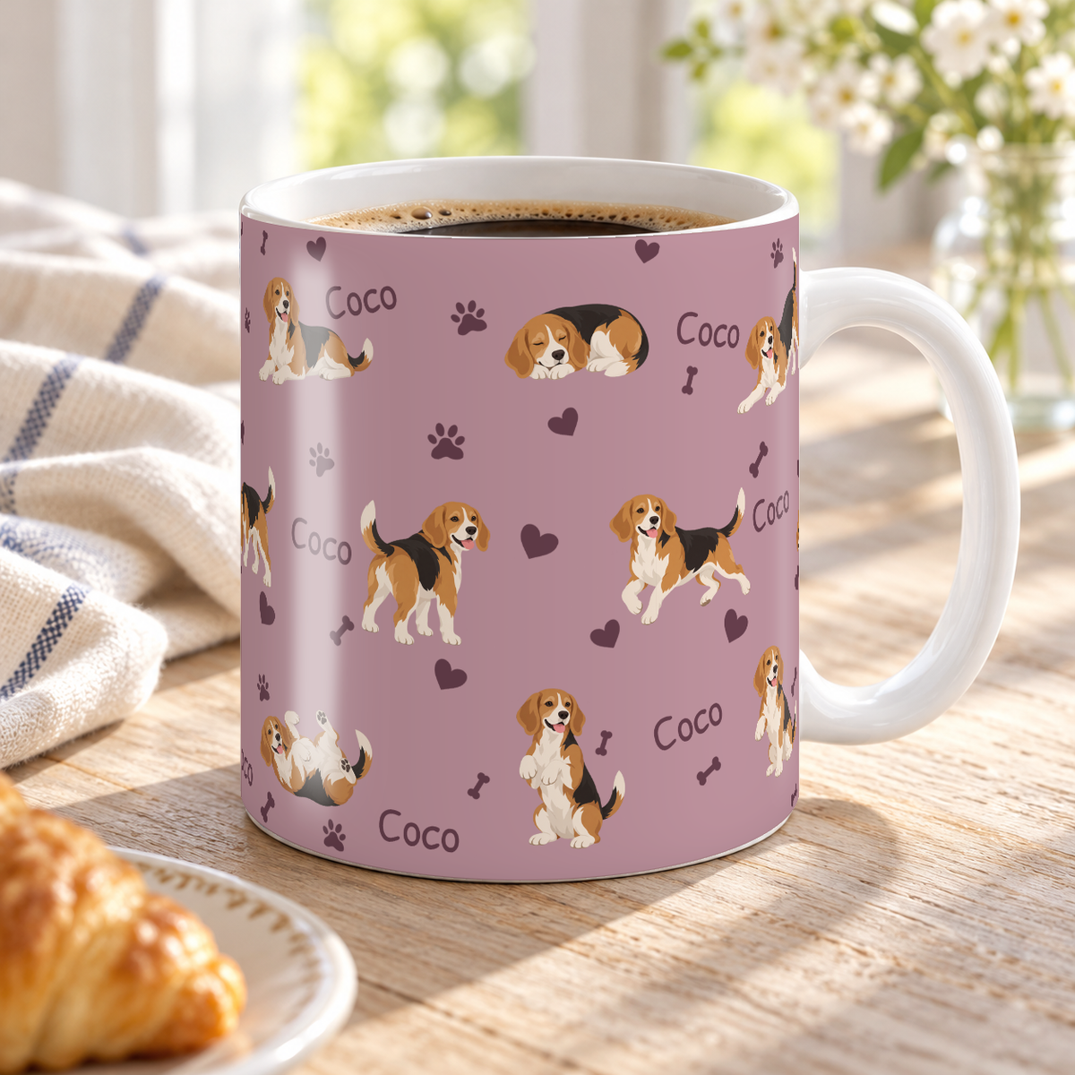 Beagle personalized name mug — Dusty Rose Lifestyle