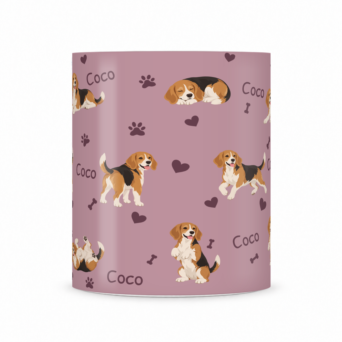 Beagle personalized name mug — Dusty Rose Front
