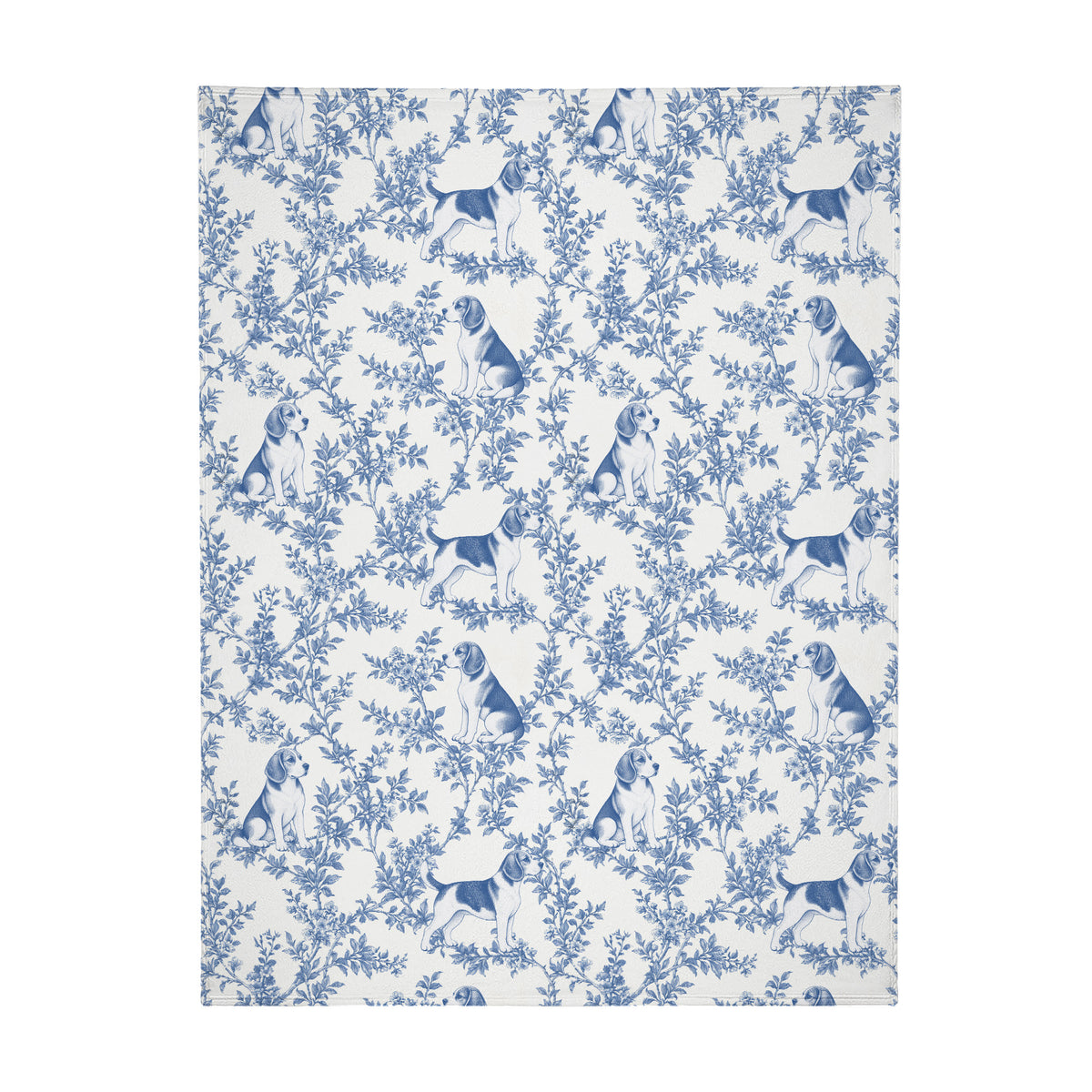 Beagle toile de Jouy blanket - Blue Blanket Flat