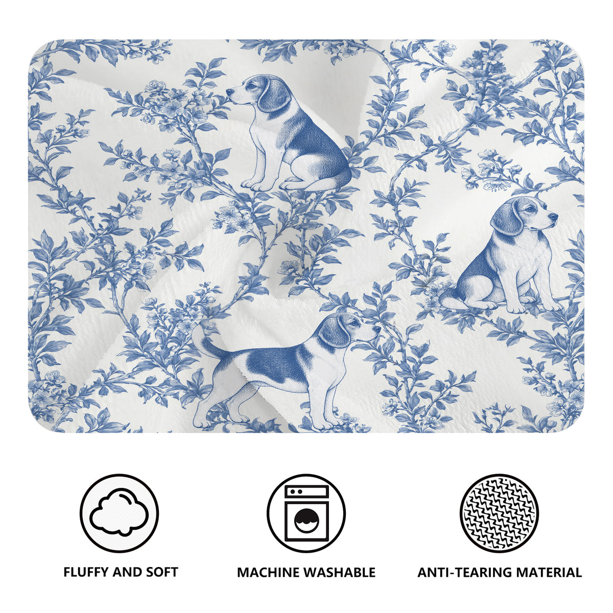 Beagle toile de Jouy blanket - Blue Blanket Features