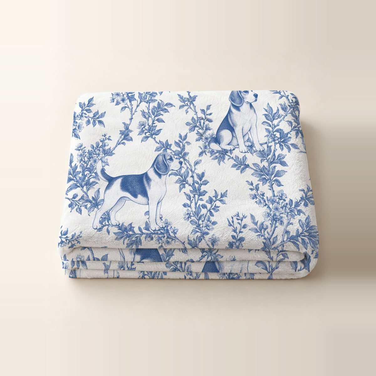 Beagle toile de Jouy blanket - Blue Blanket Folded Studio