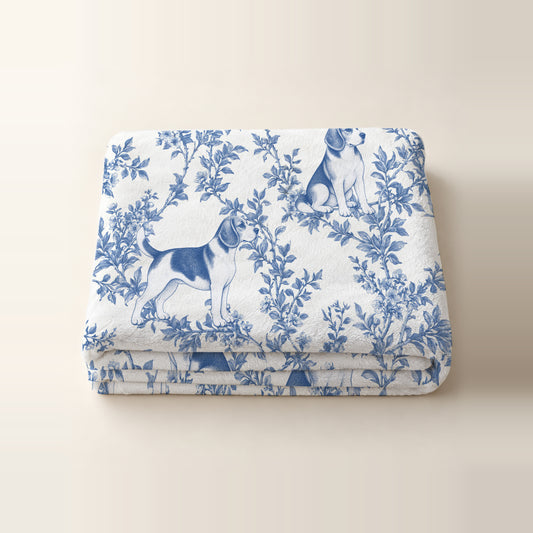Beagle toile de Jouy blanket - Blue Blanket Folded Studio