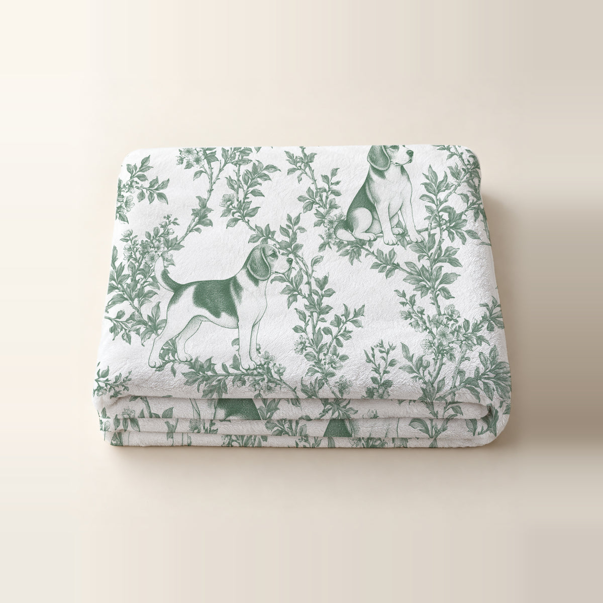 Beagle toile de Jouy blanket - Green Thumbnail