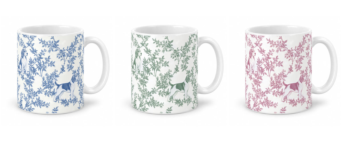 Beagle toile mug — Three Colors