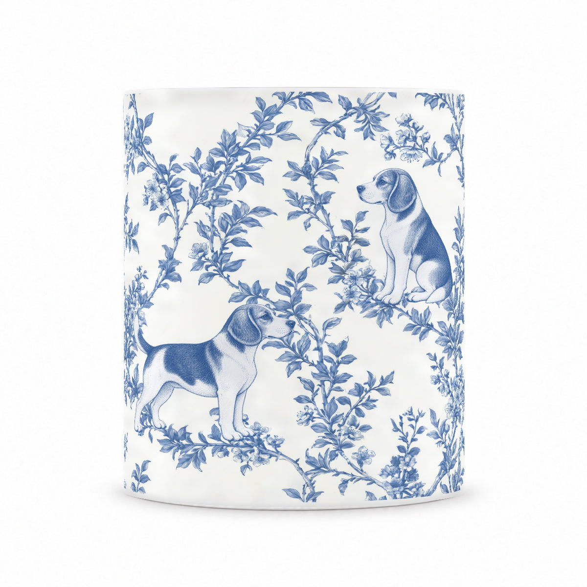 Beagle toile mug — Blue Front View