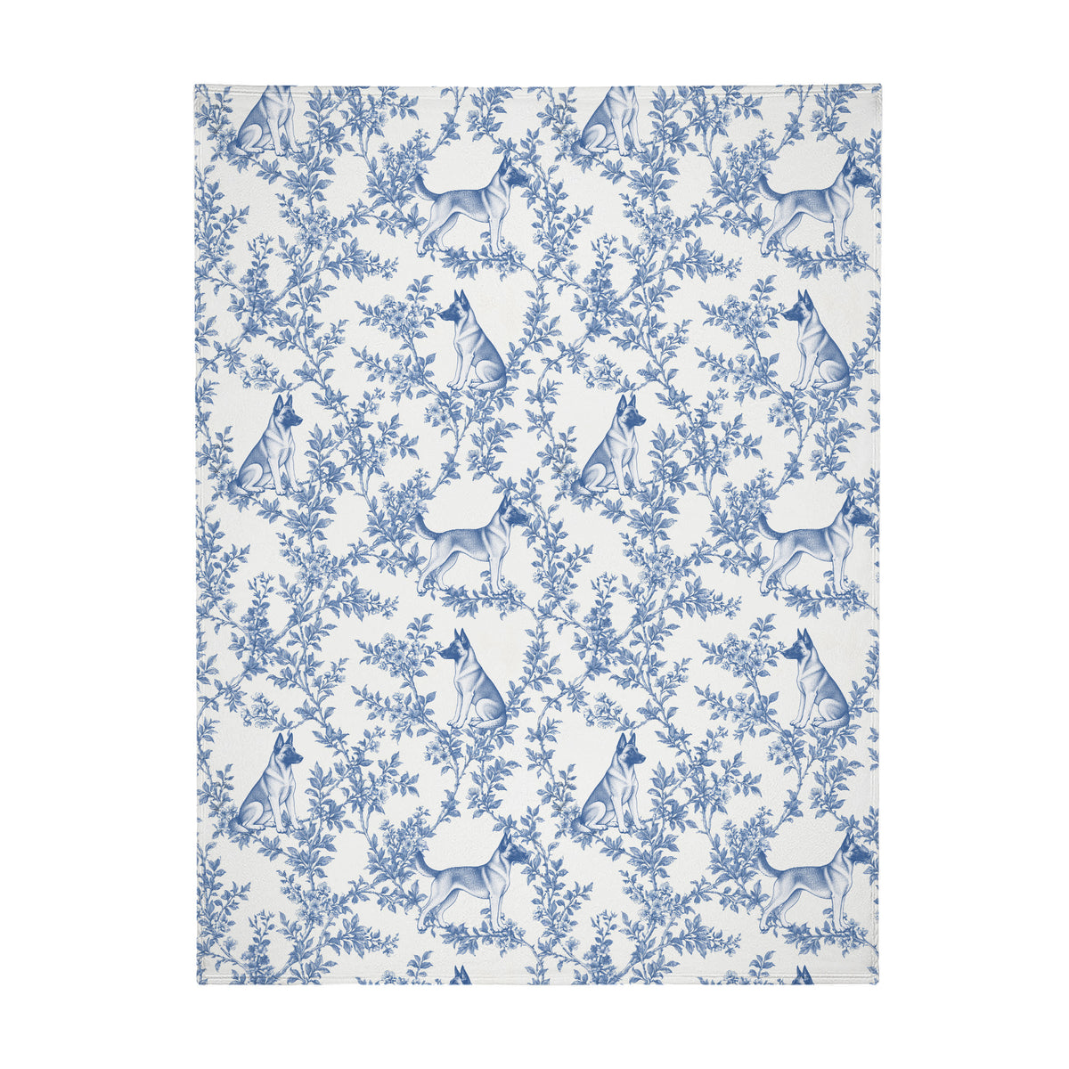 Belgian Malinois toile de Jouy blanket - Blue Blanket Flat
