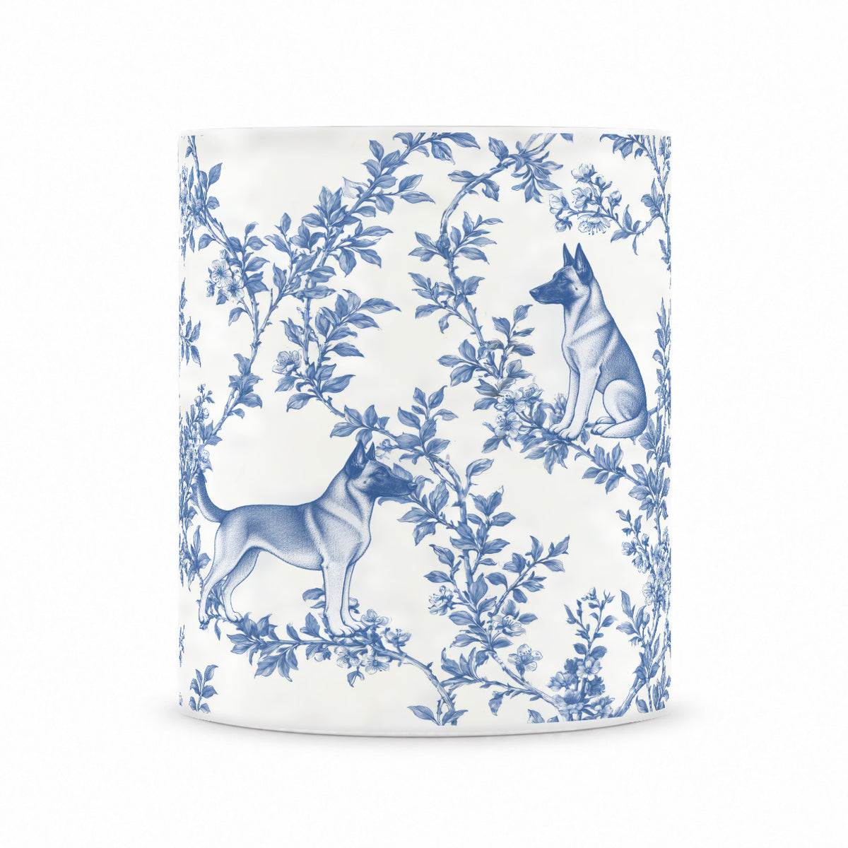 Belgian Malinois toile mug — Blue Front View
