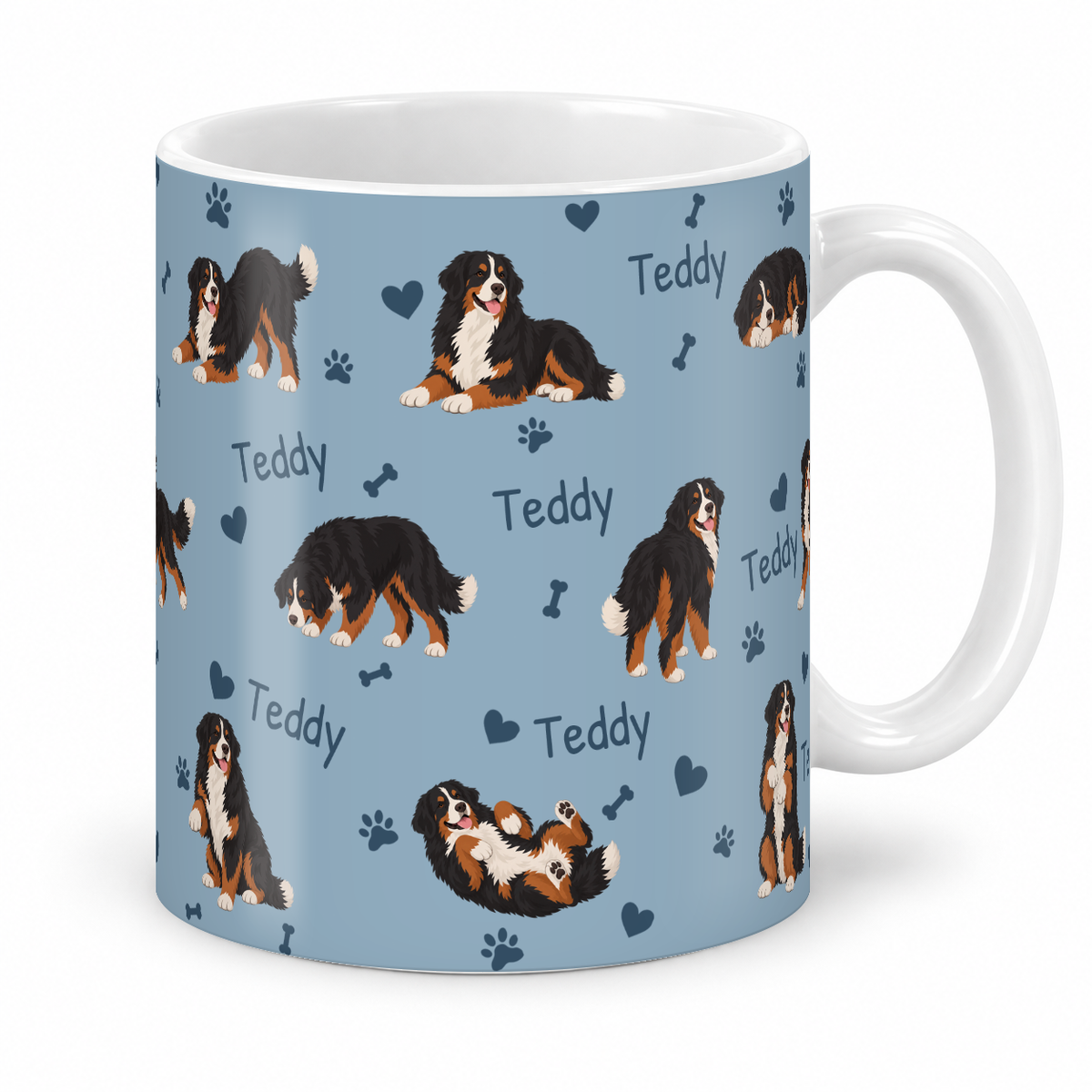 Bernese Mountain Dog personalized name mug — Dusty Blue Studio