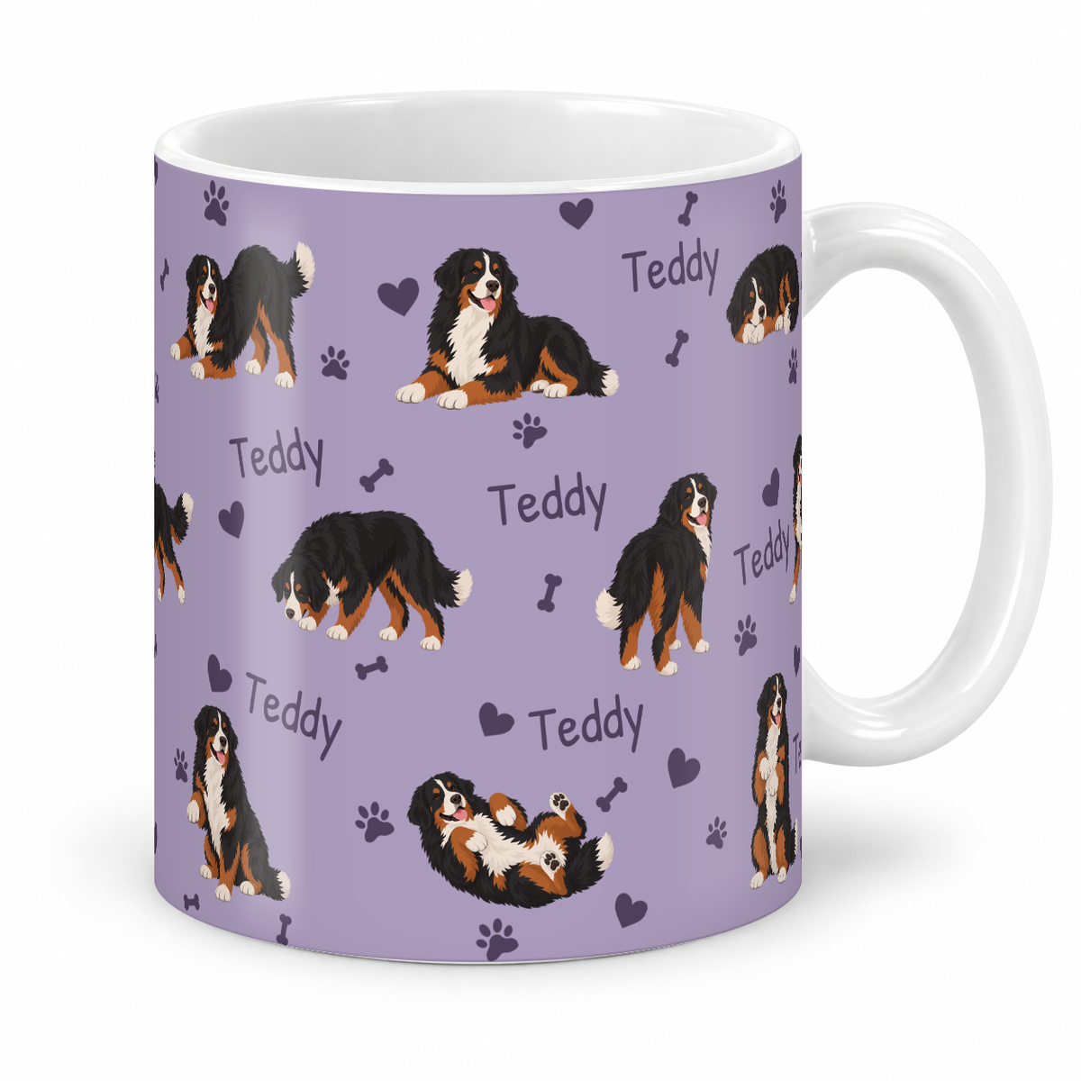Bernese Mountain Dog personalized name mug — Soft Lavender Studio