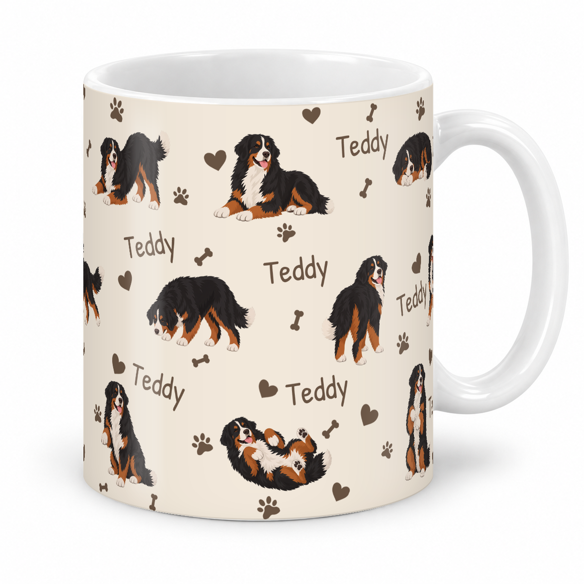 Bernese Mountain Dog personalized name mug — Warm Ivory Studio