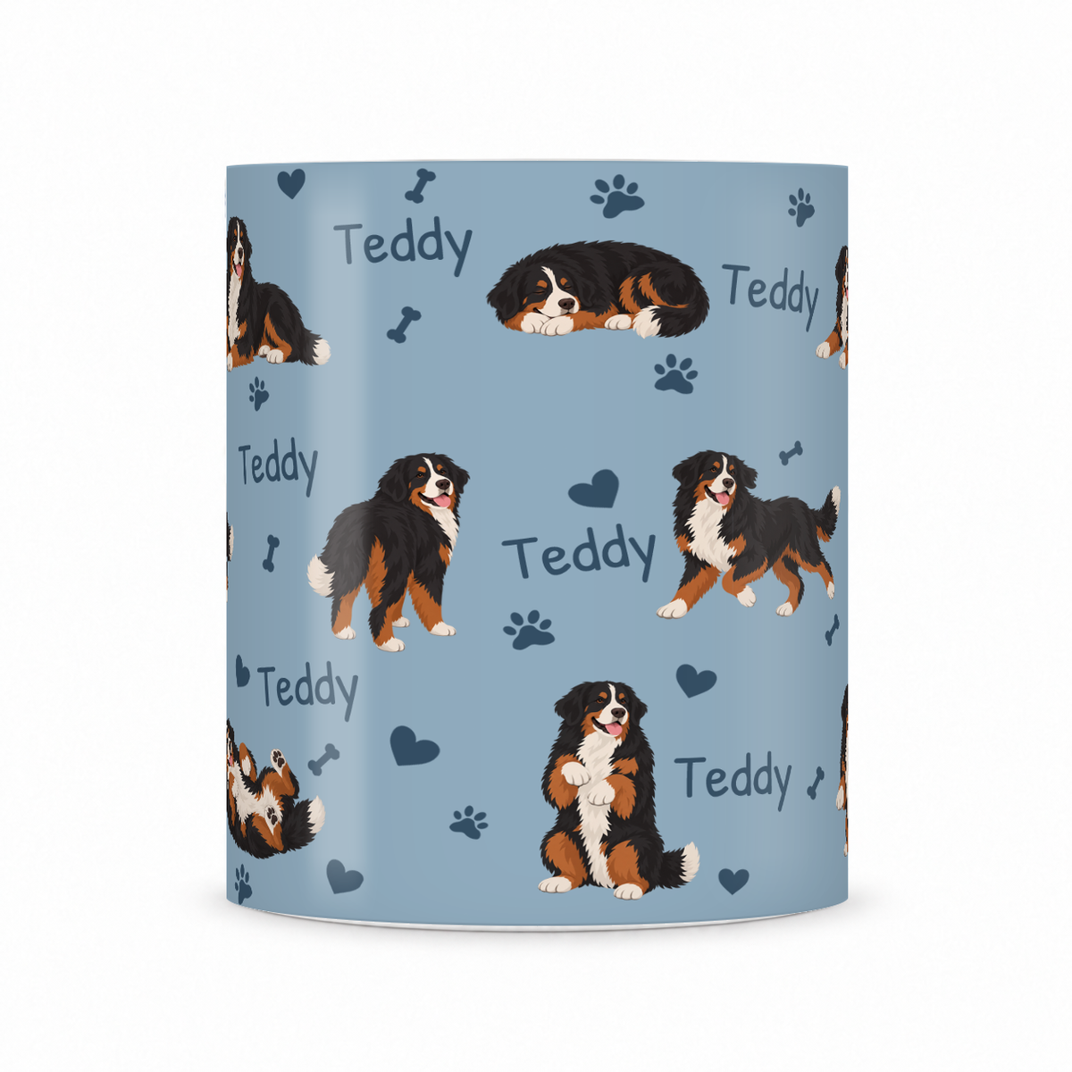 Bernese Mountain Dog personalized name mug — Dusty Blue Front