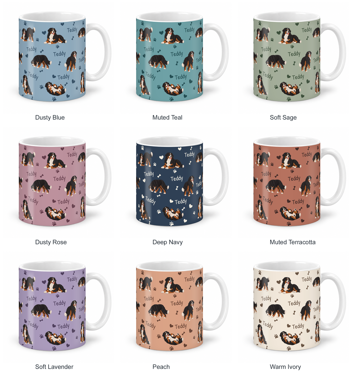Bernese Mountain Dog personalized name mug — Nine Colors