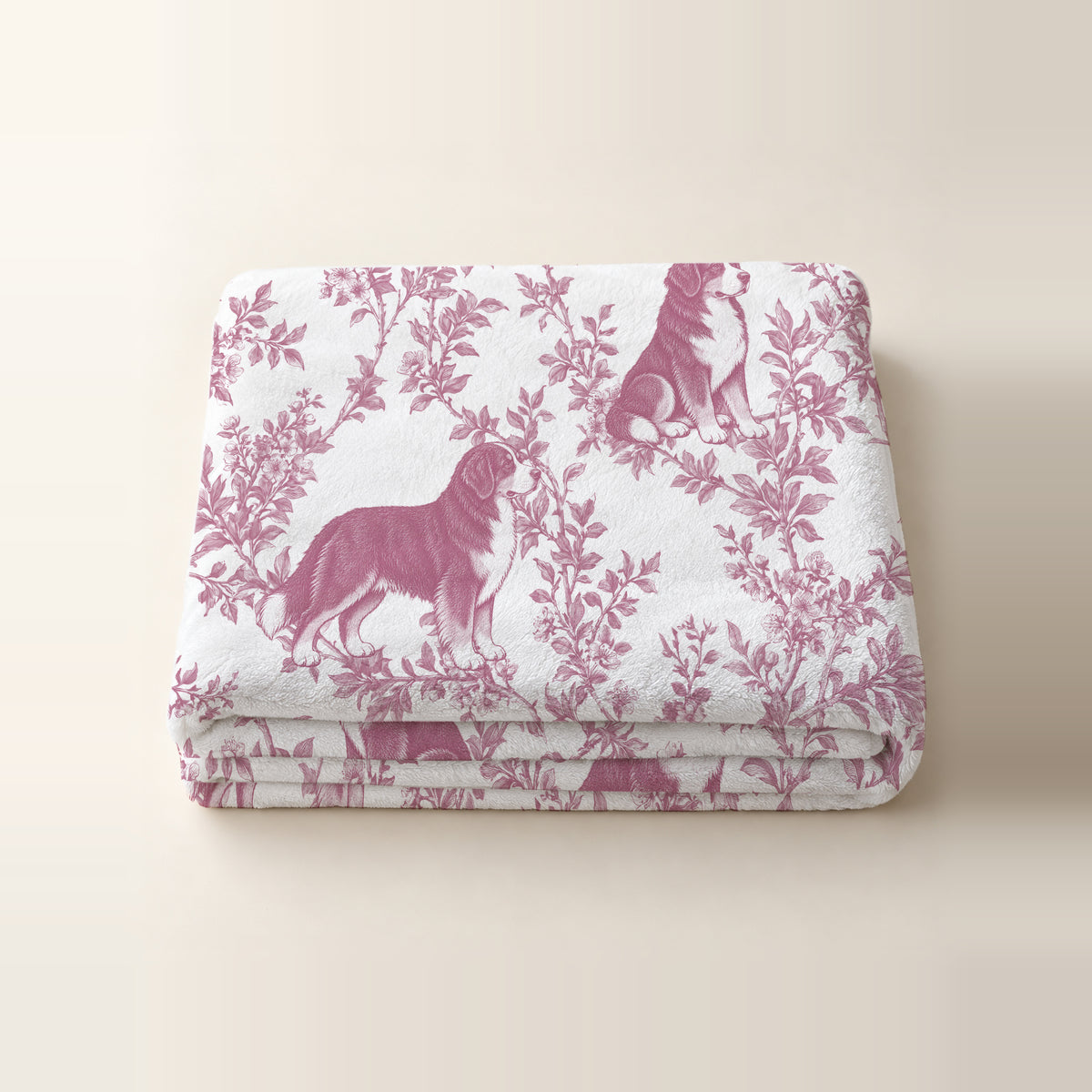 Bernese Mountain Dog toile de Jouy blanket - Pink Thumbnail