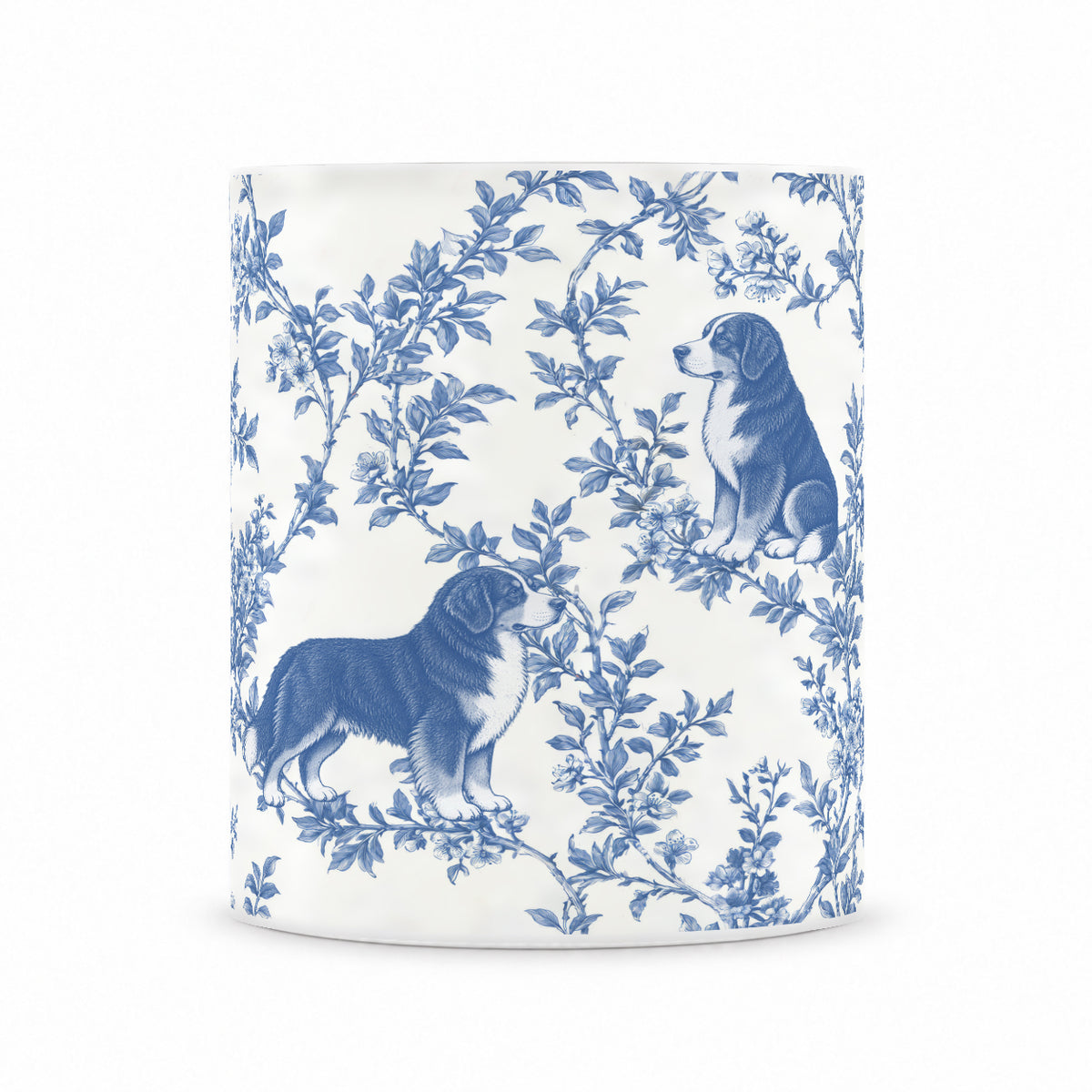 Bernese Mountain Dog toile mug — Blue Front View