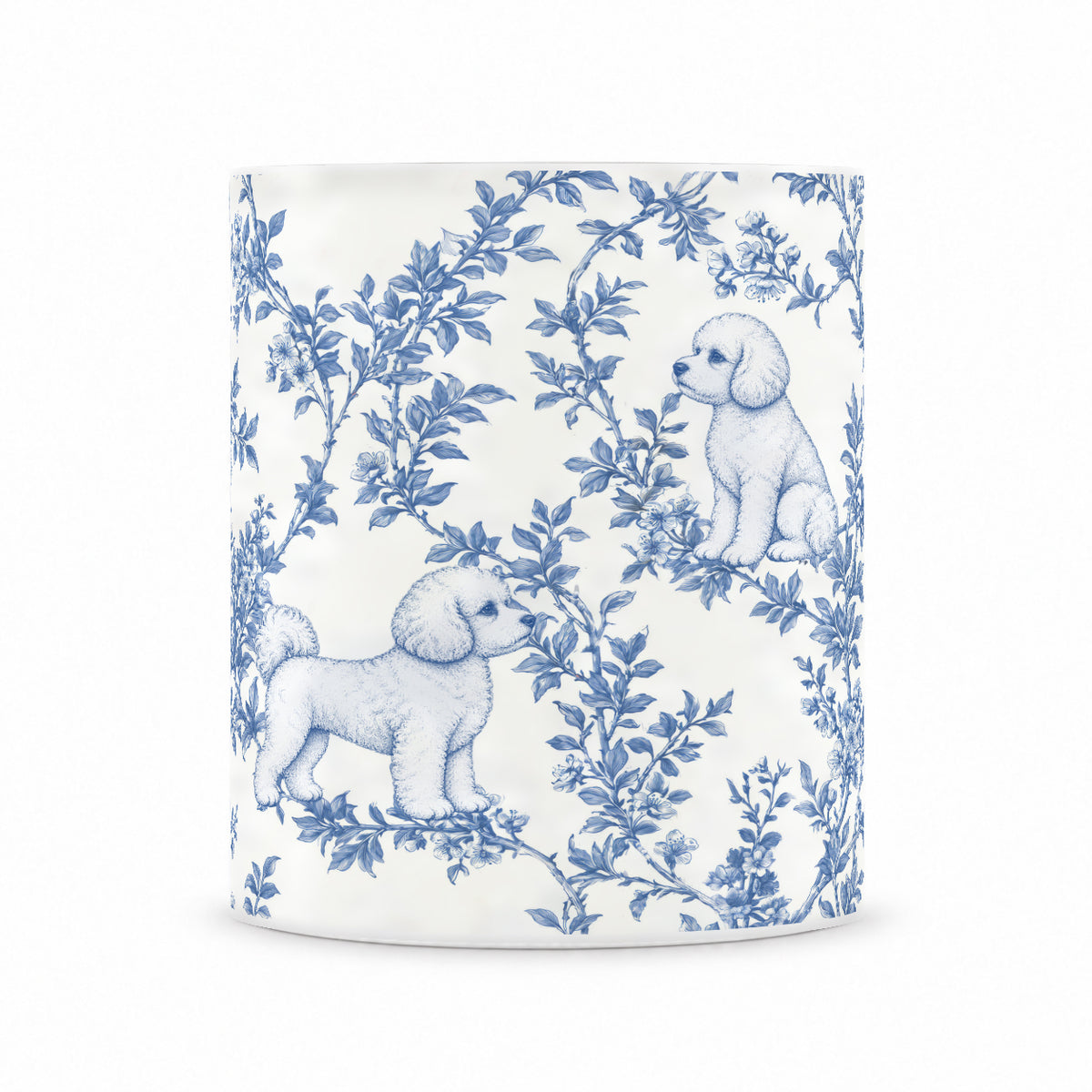 Bichon Frise toile mug — Blue Front View