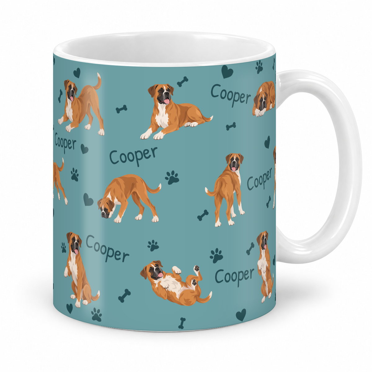 Boxer personalized name mug — Muted Teal Studio