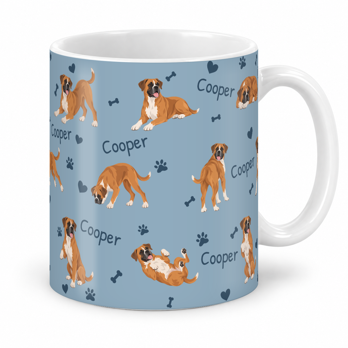 Boxer personalized name mug — Dusty Blue Studio