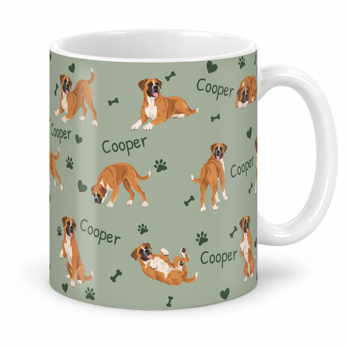 Boxer personalized name mug — Soft Sage Studio