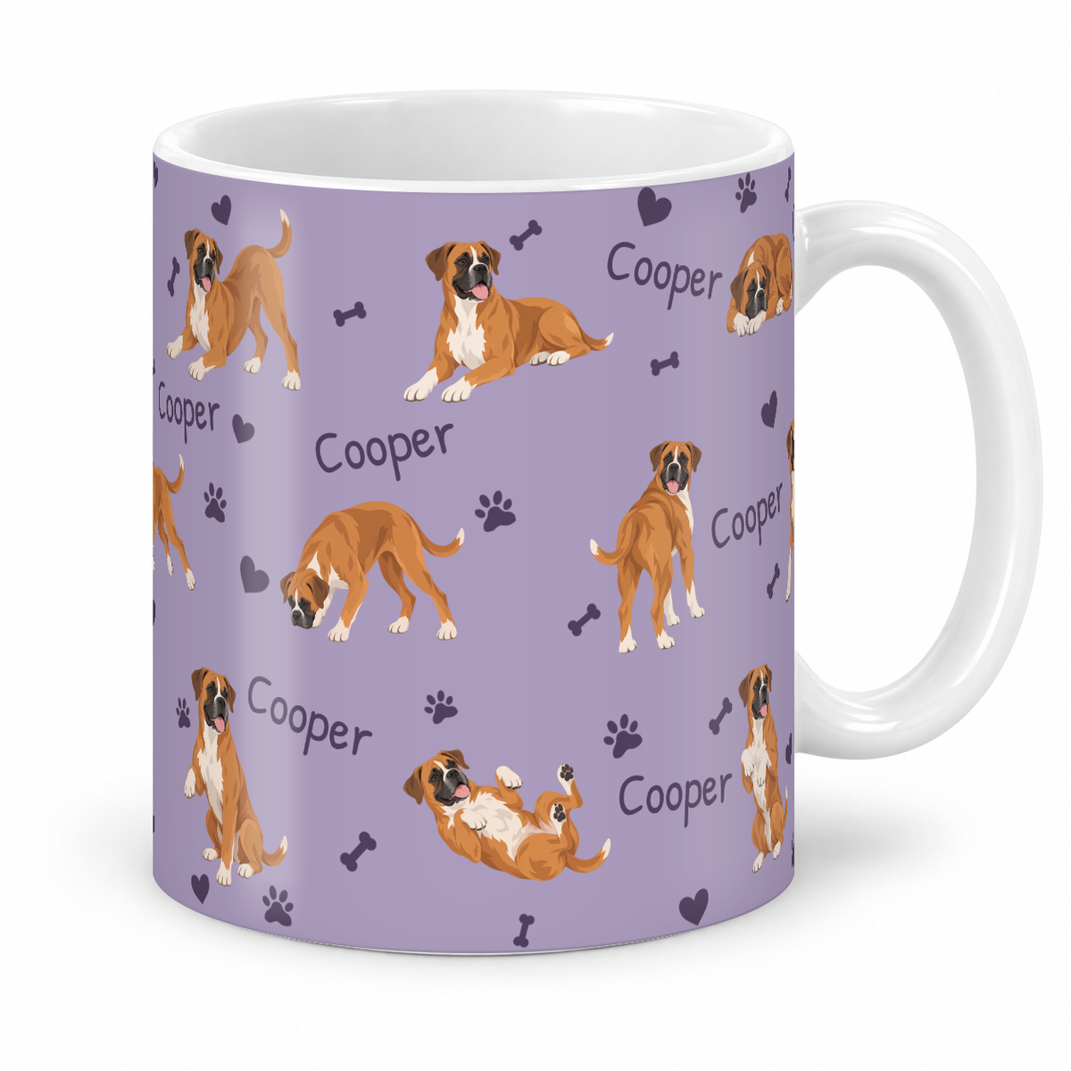 Boxer personalized name mug — Soft Lavender Studio