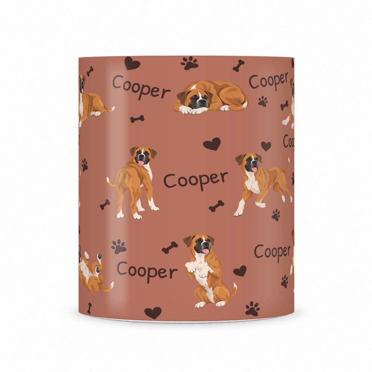 Boxer personalized name mug — Muted Terracotta Front