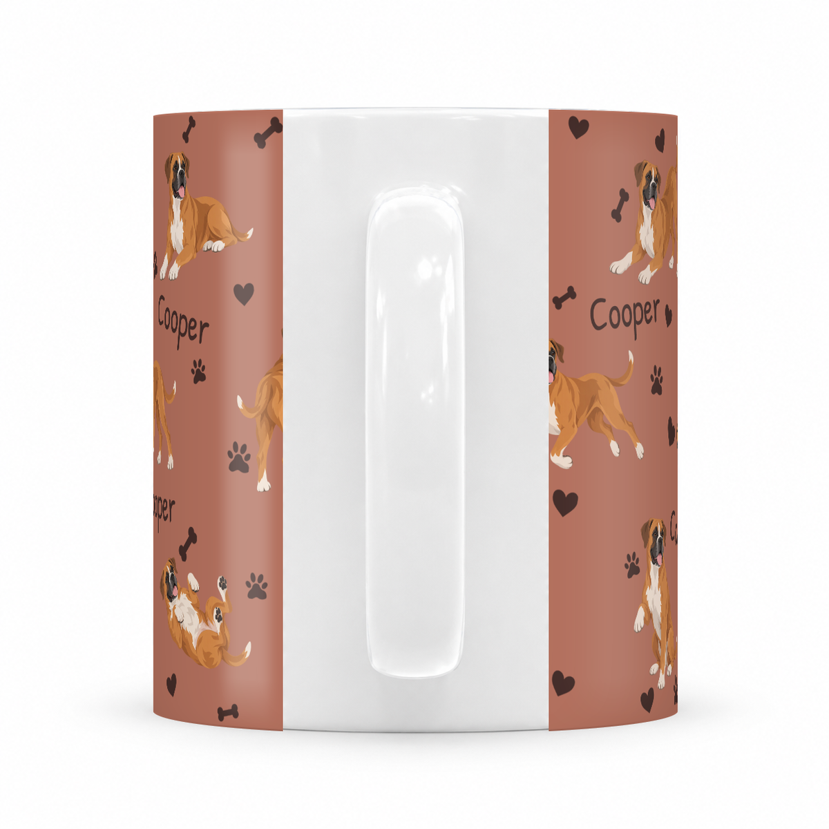 Boxer personalized name mug — Muted Terracotta Handle