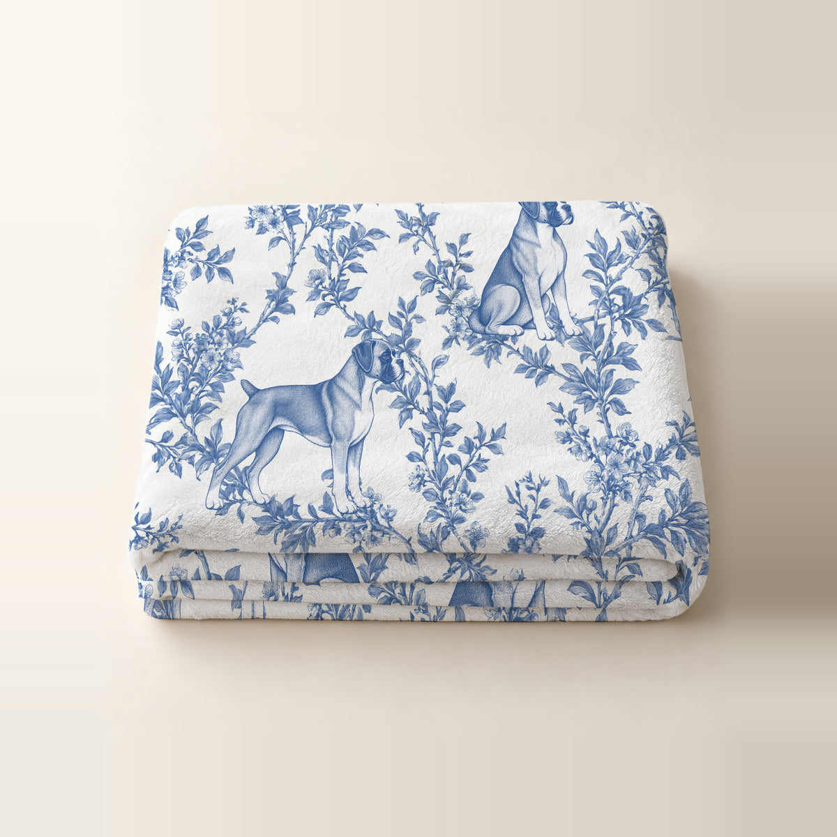 Boxer toile de Jouy blanket - Blue Blanket Folded Studio