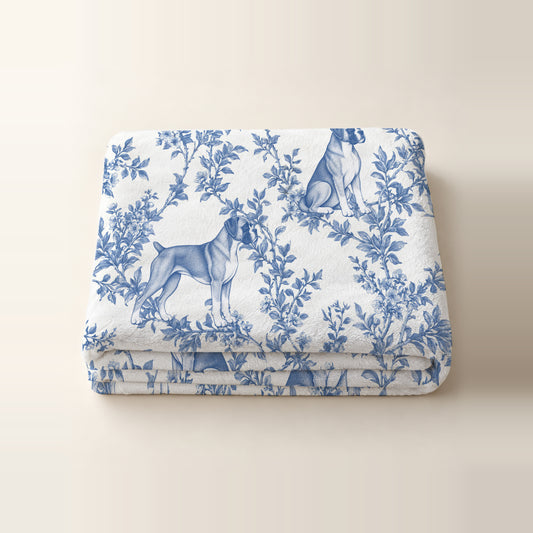 Boxer toile de Jouy blanket - Blue Blanket Folded Studio