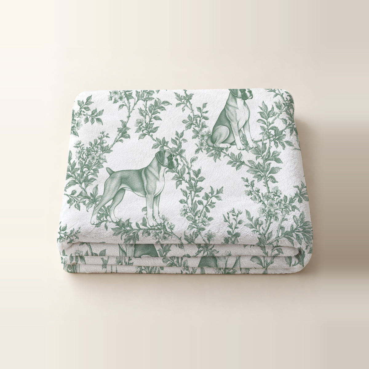 Boxer toile de Jouy blanket - Green Thumbnail