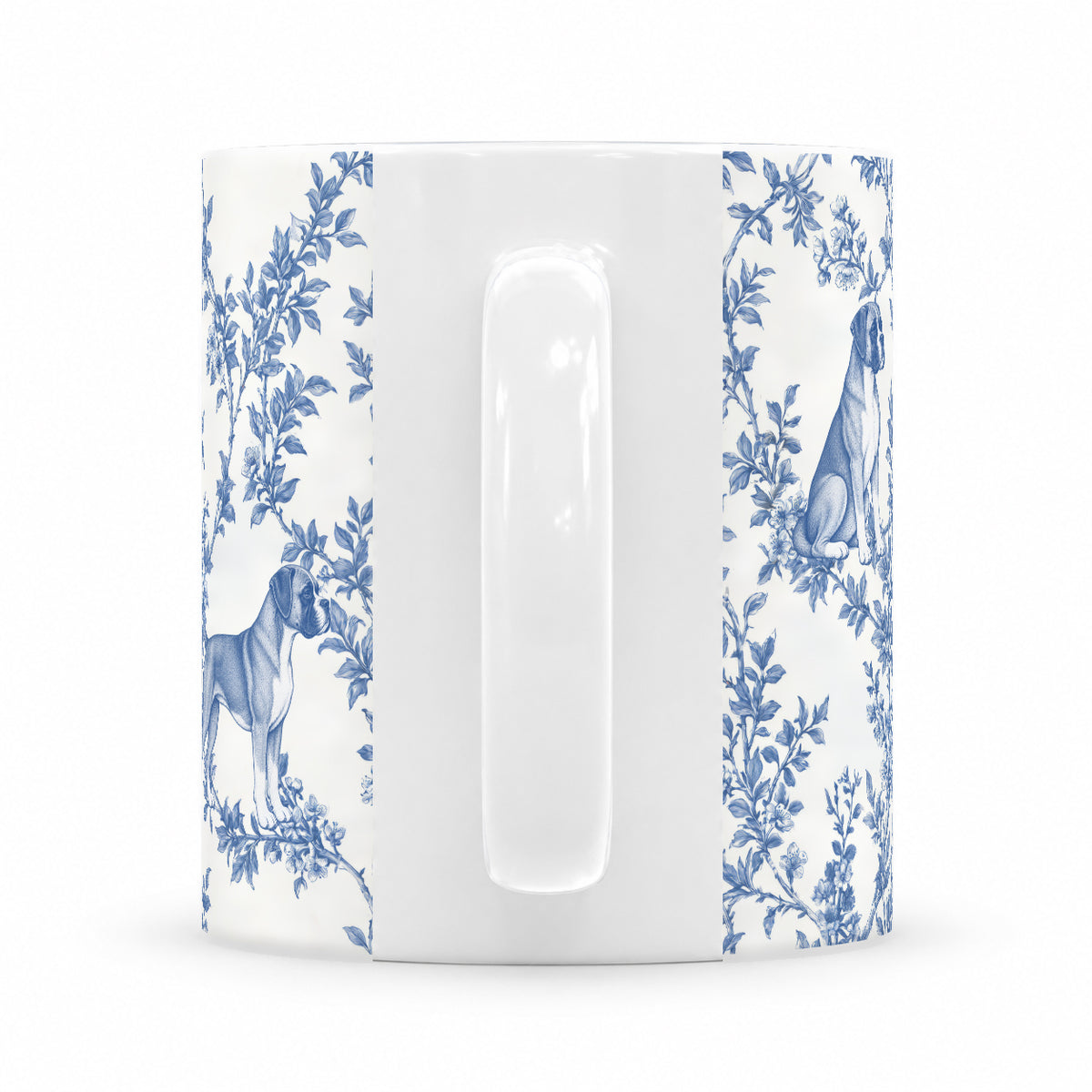Boxer toile mug — Blue Handle View