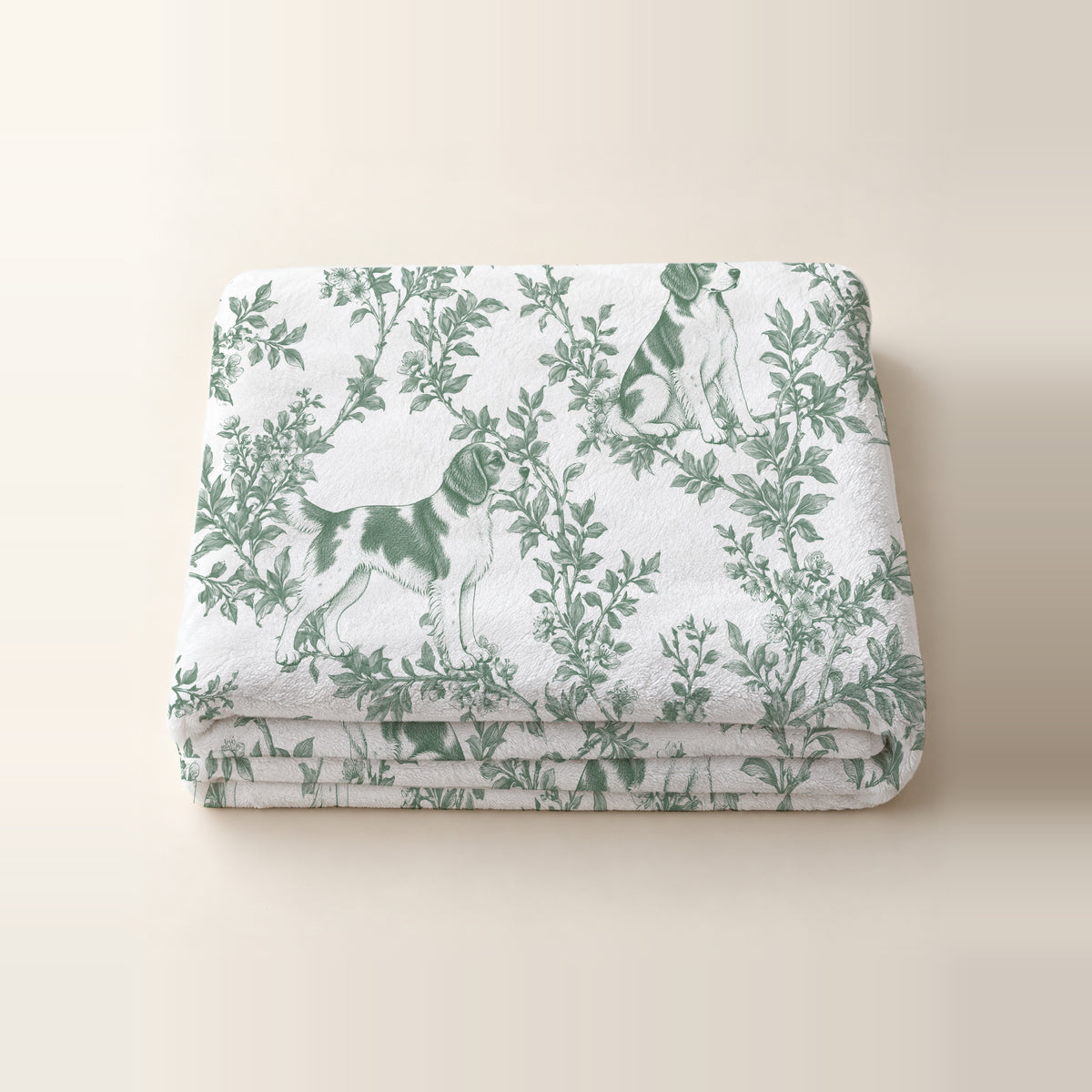 Brittany toile de Jouy blanket - Green Thumbnail