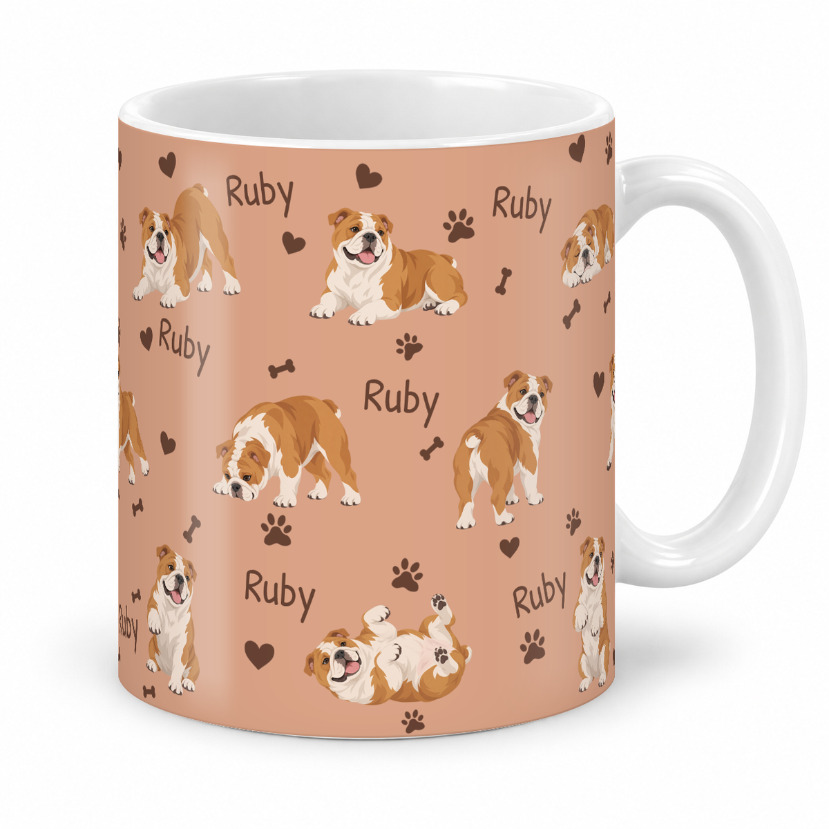 Bulldog personalized name mug — Peach Studio
