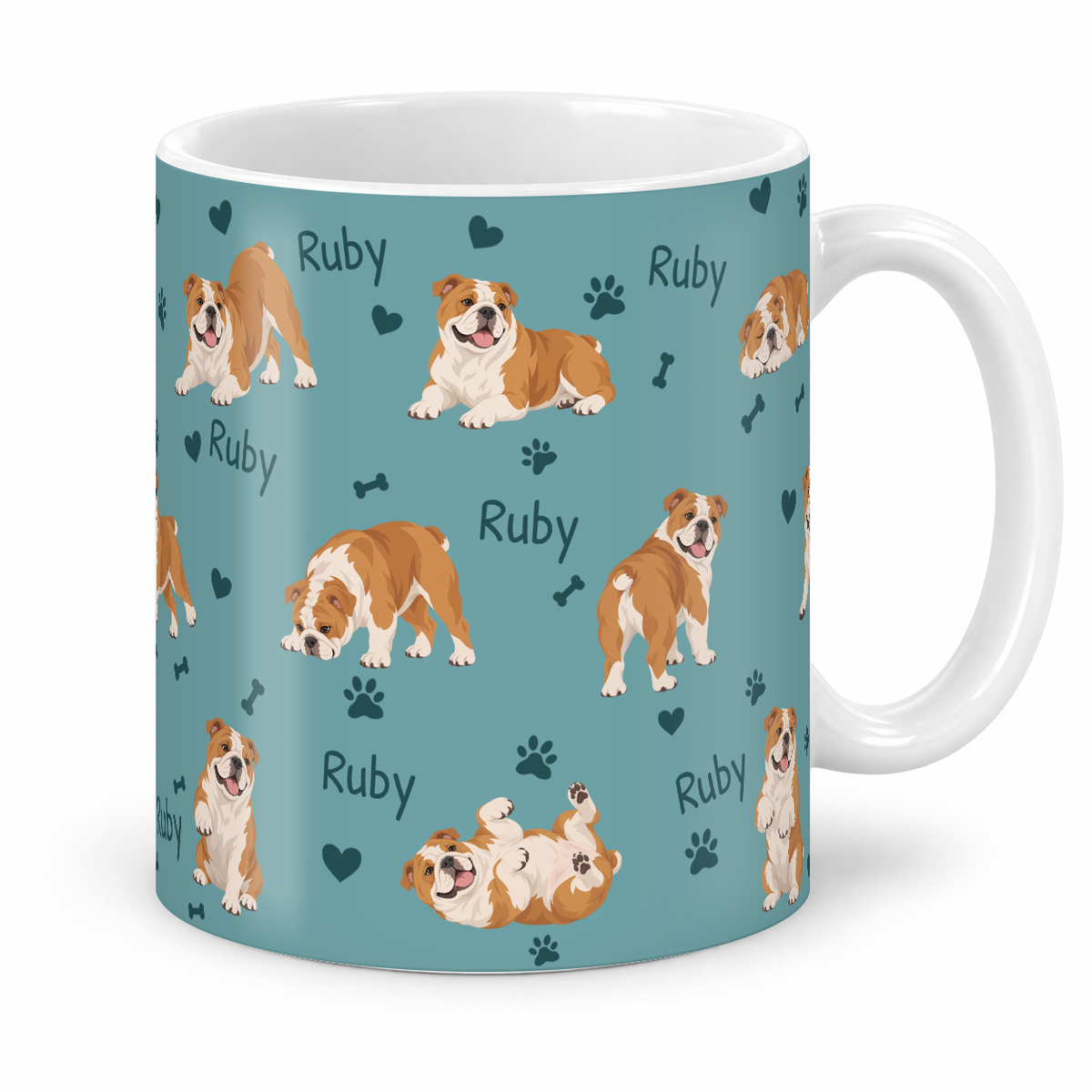 Bulldog personalized name mug — Muted Teal Studio