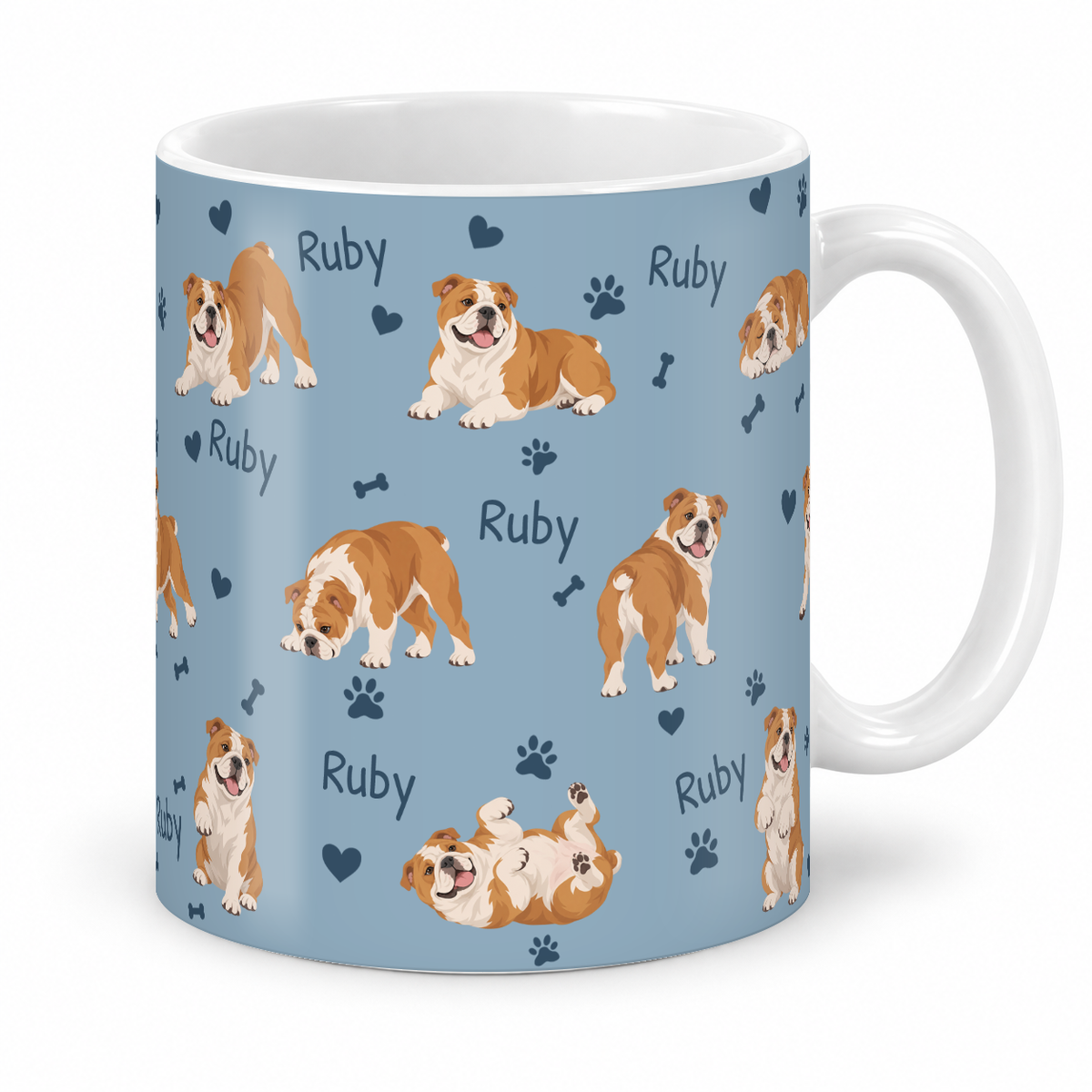 Bulldog personalized name mug — Dusty Blue Studio