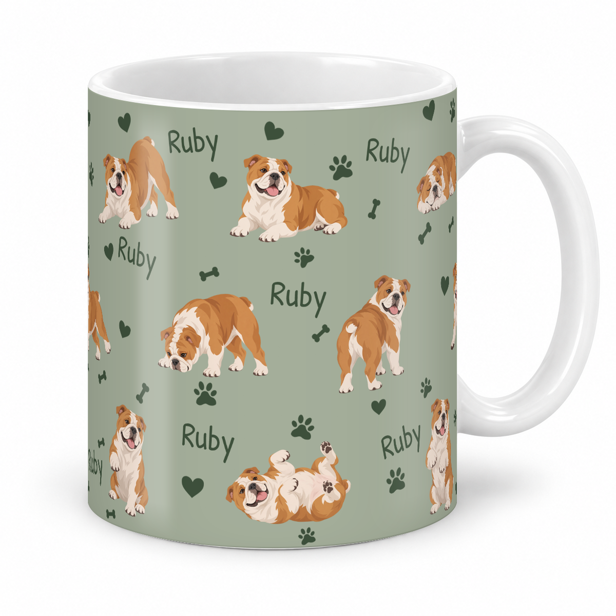 Bulldog personalized name mug — Soft Sage Studio