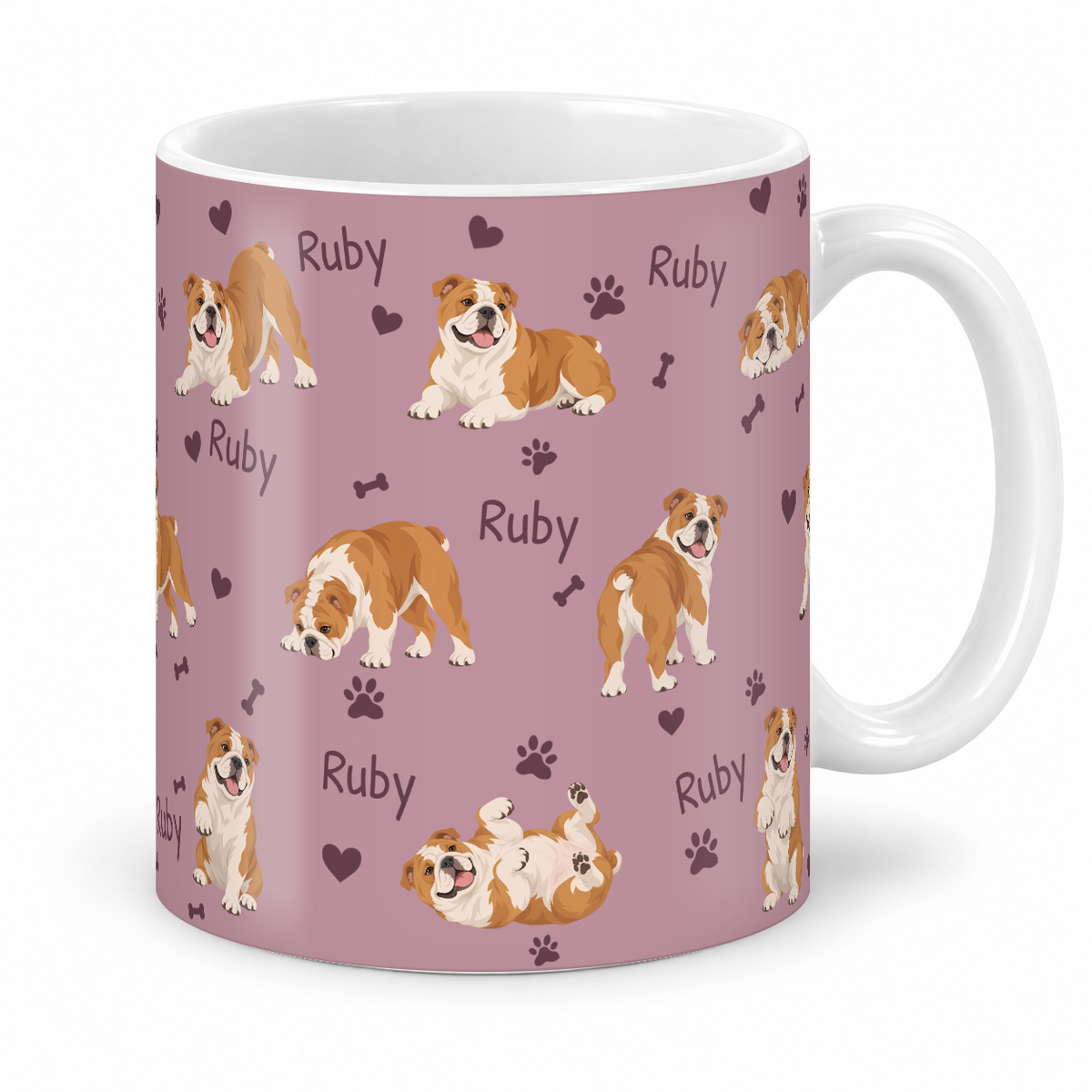 Bulldog personalized name mug — Dusty Rose Studio