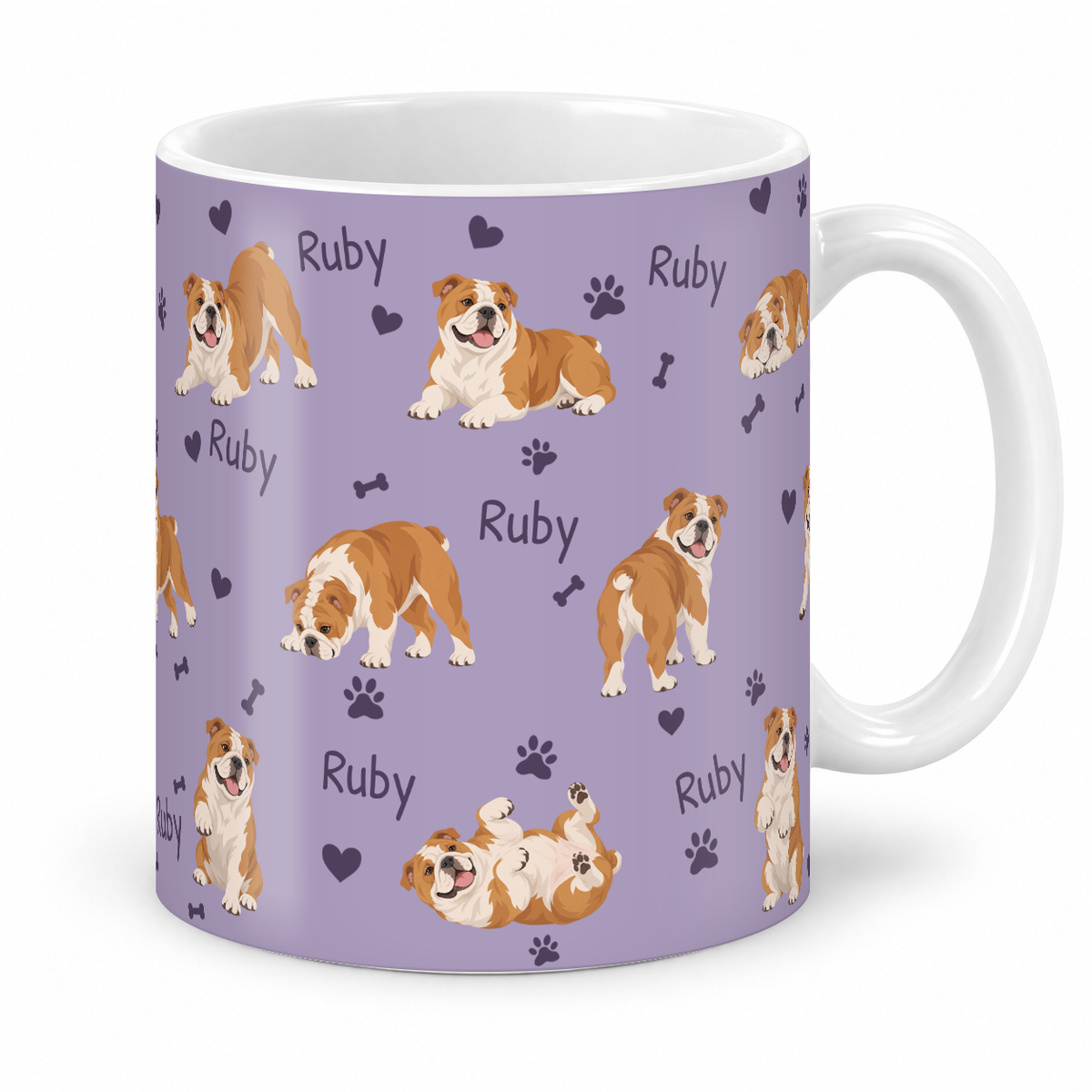 Bulldog personalized name mug — Soft Lavender Studio