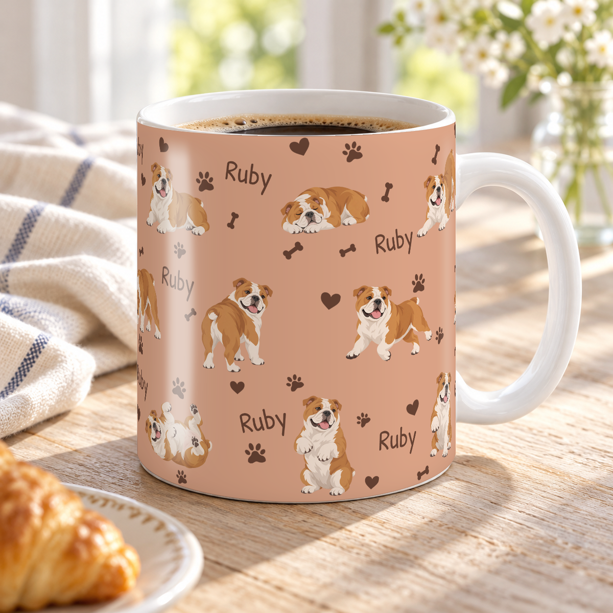Bulldog personalized name mug — Peach Lifestyle