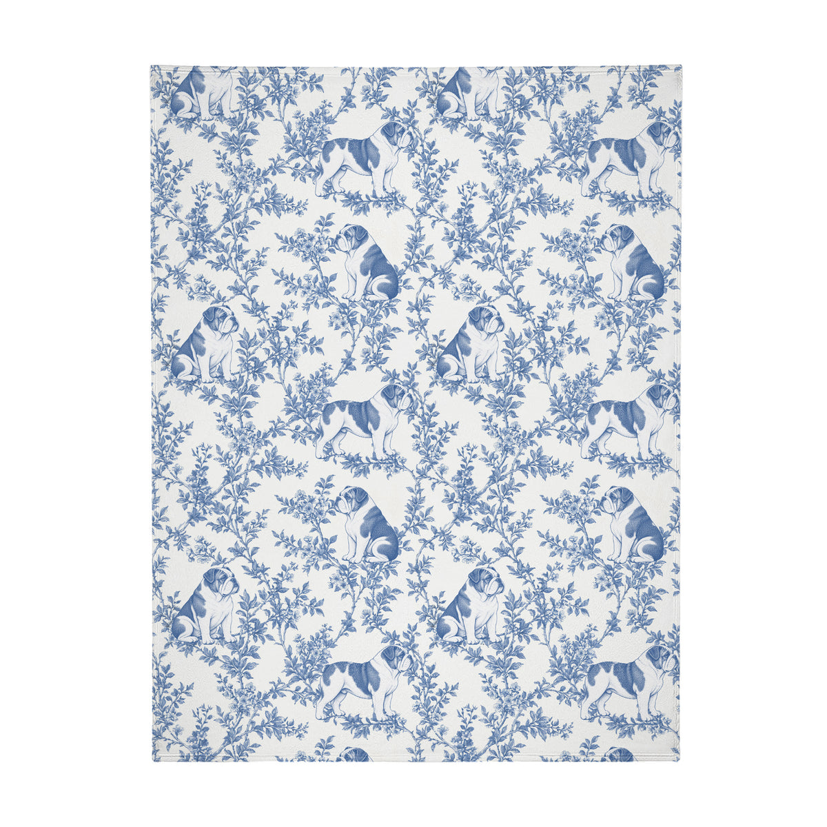 Bulldog toile de Jouy blanket - Blue Blanket Flat