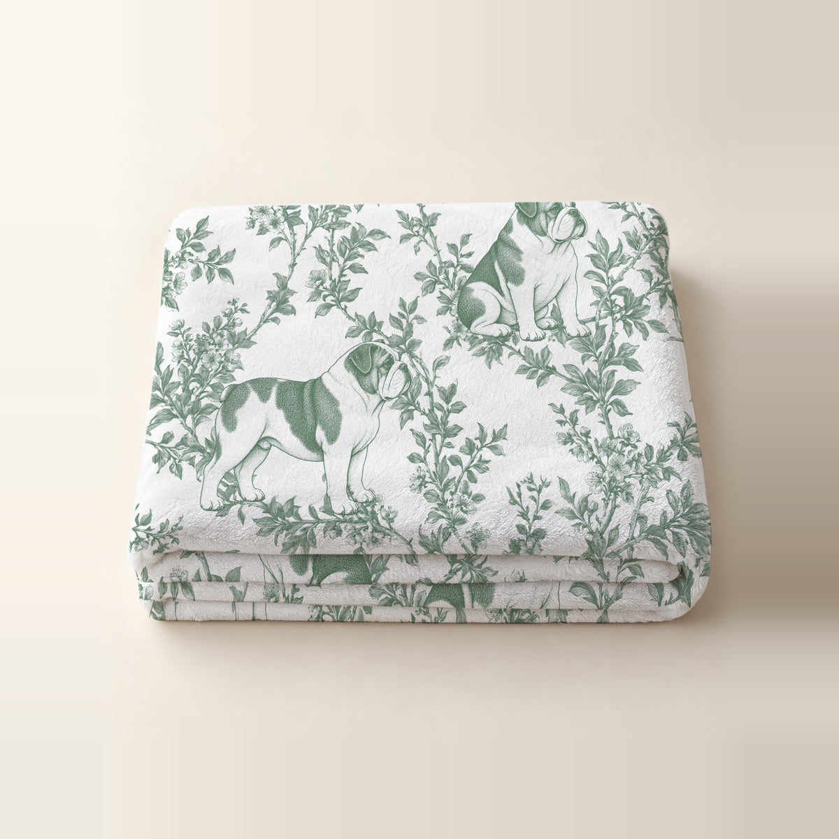Bulldog toile de Jouy blanket - Green Thumbnail