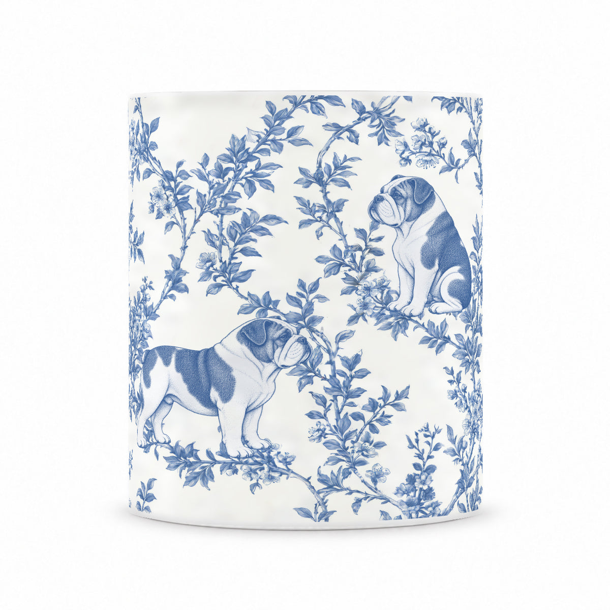 Bulldog toile mug — Blue Front View